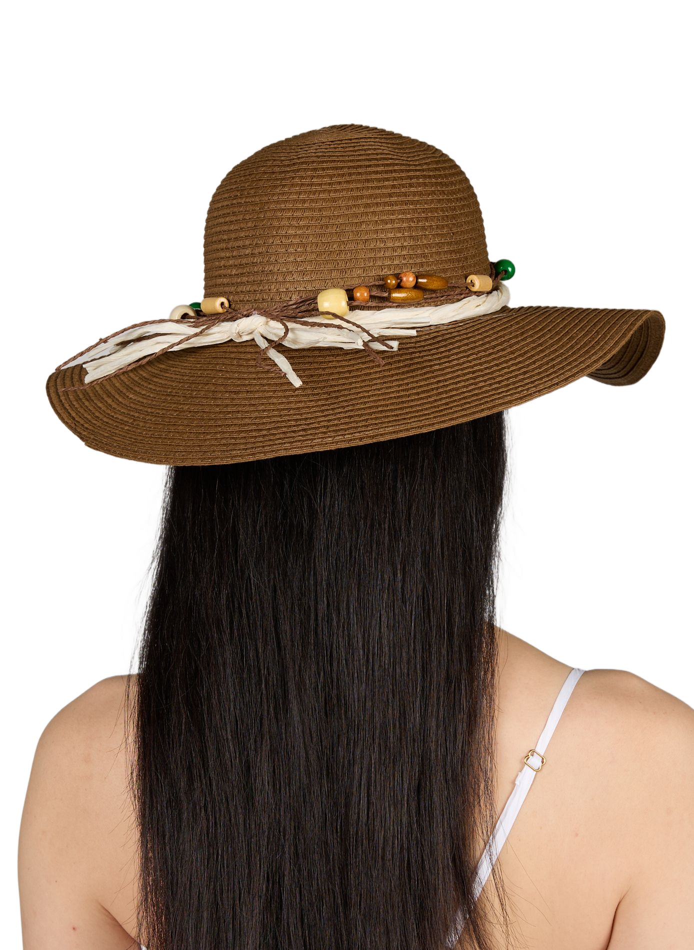 Chapeau paille à détail perle  AU PRINTEMPS PARIS Marron