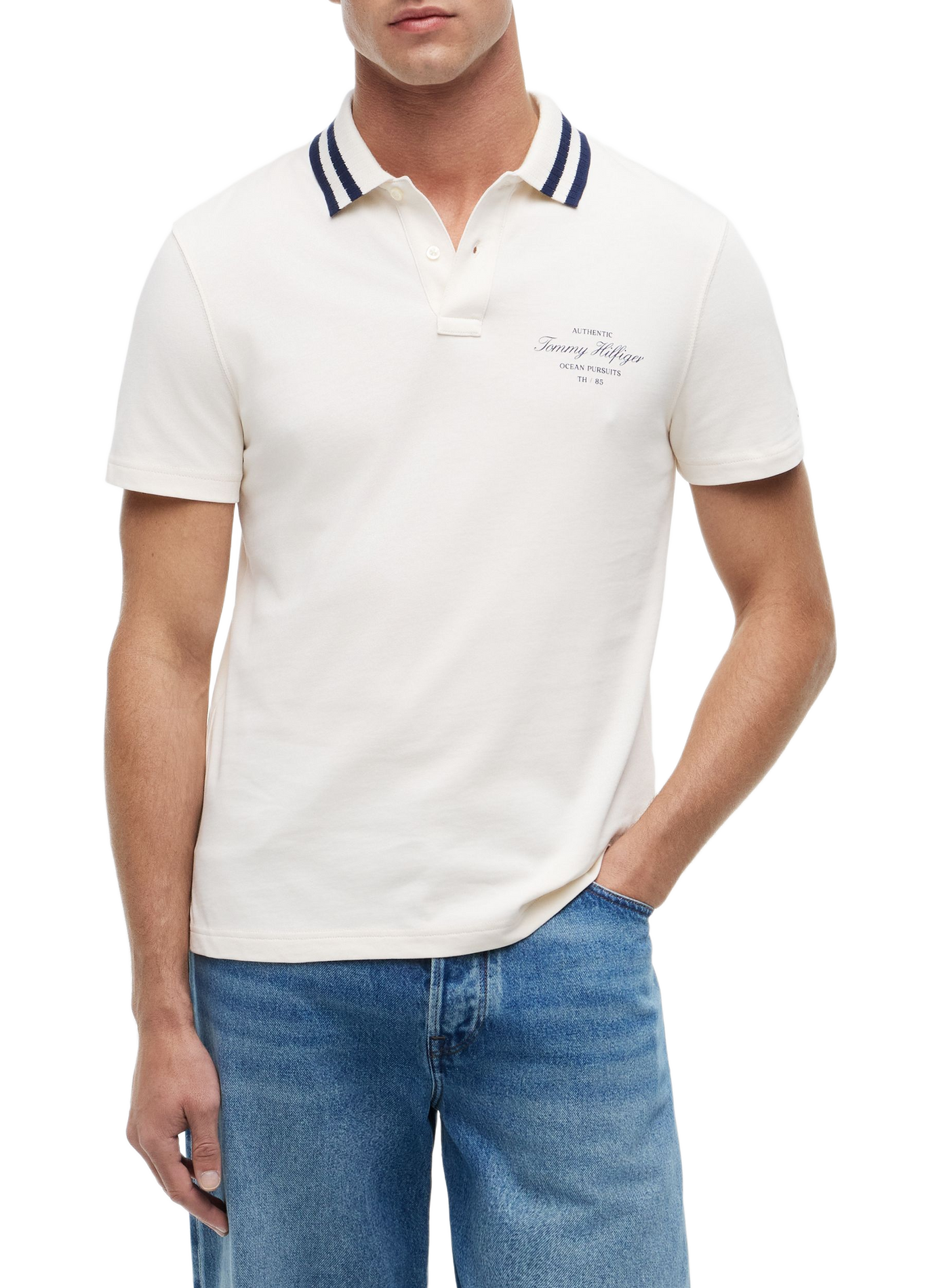 Polo manches courtes à logo en coton  TOMMY HILFIGER Beige