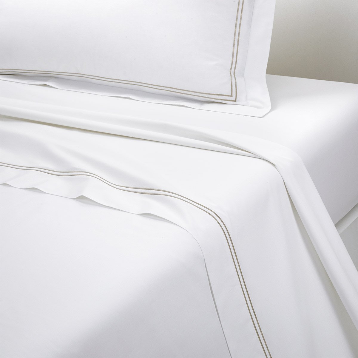 Drap plat en percale de coton, duo YVES DELORME Gris