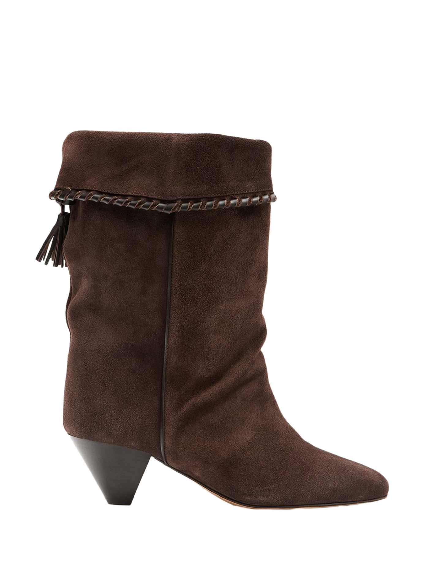Boots drapées Dalby en cuir de veau velours ISABEL MARANT Marron