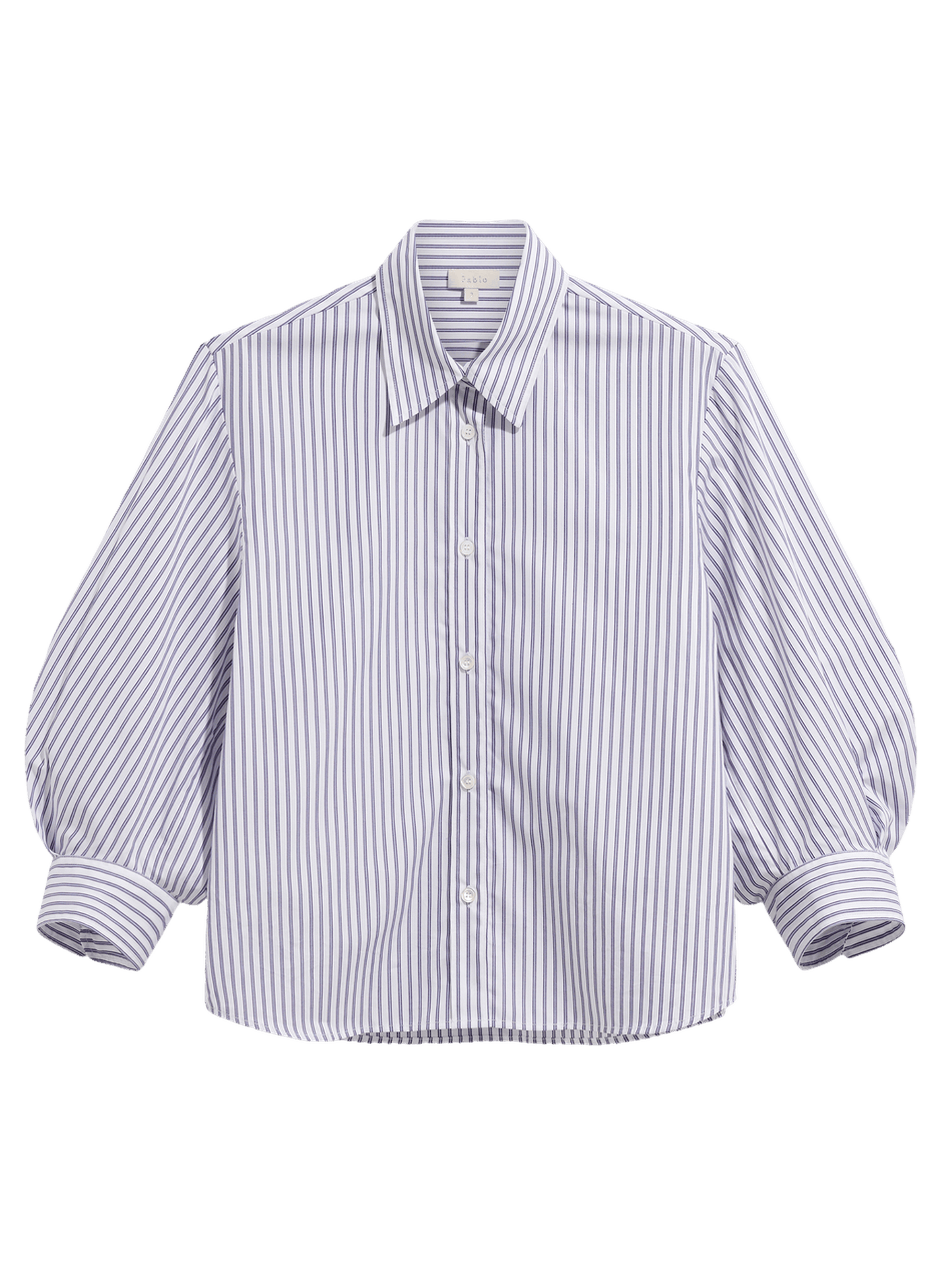 Chemise courte en popeline à rayures - lia PABLO Bleu