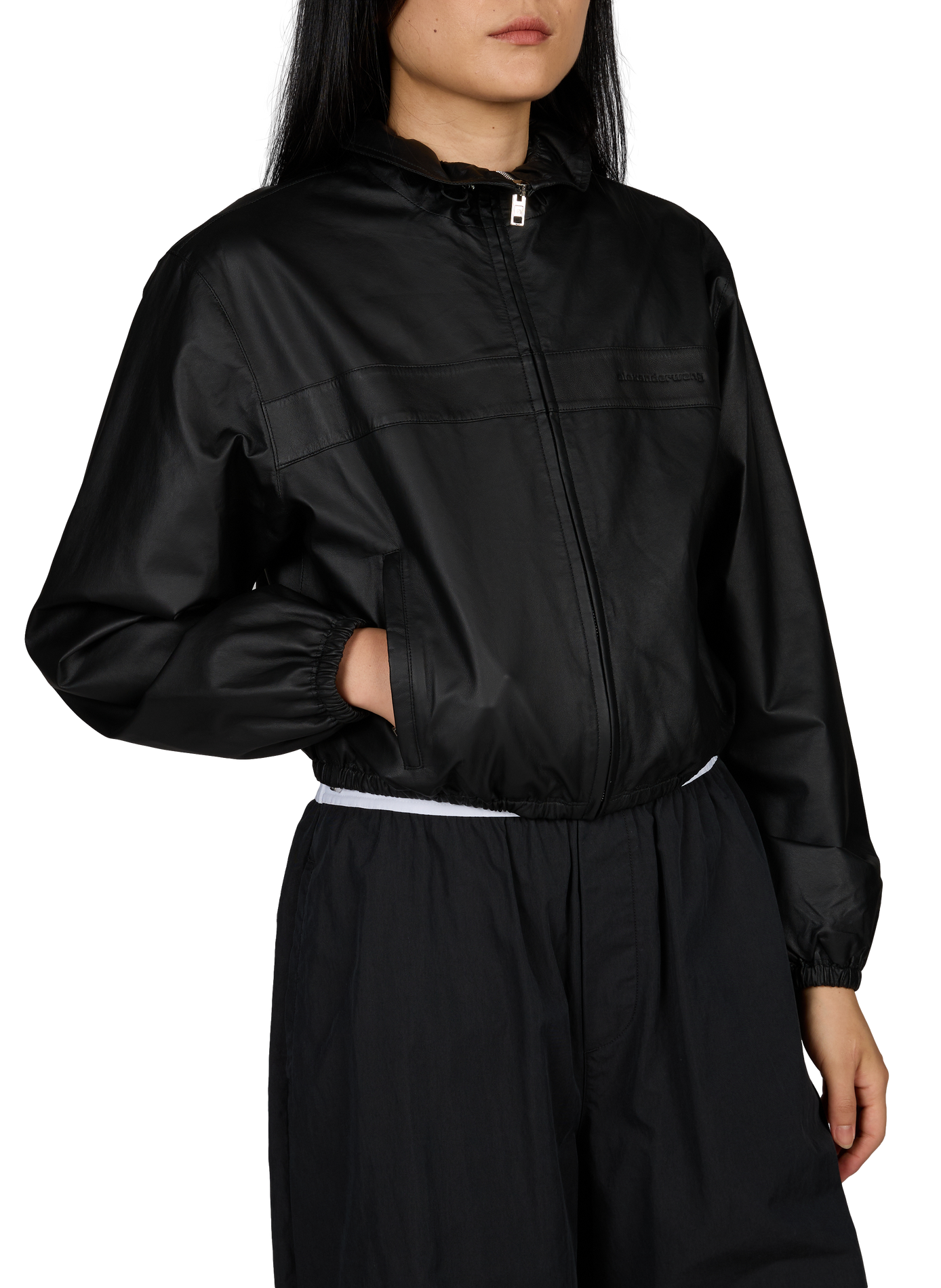 Elastische leren jas ALEXANDER WANG Zwart