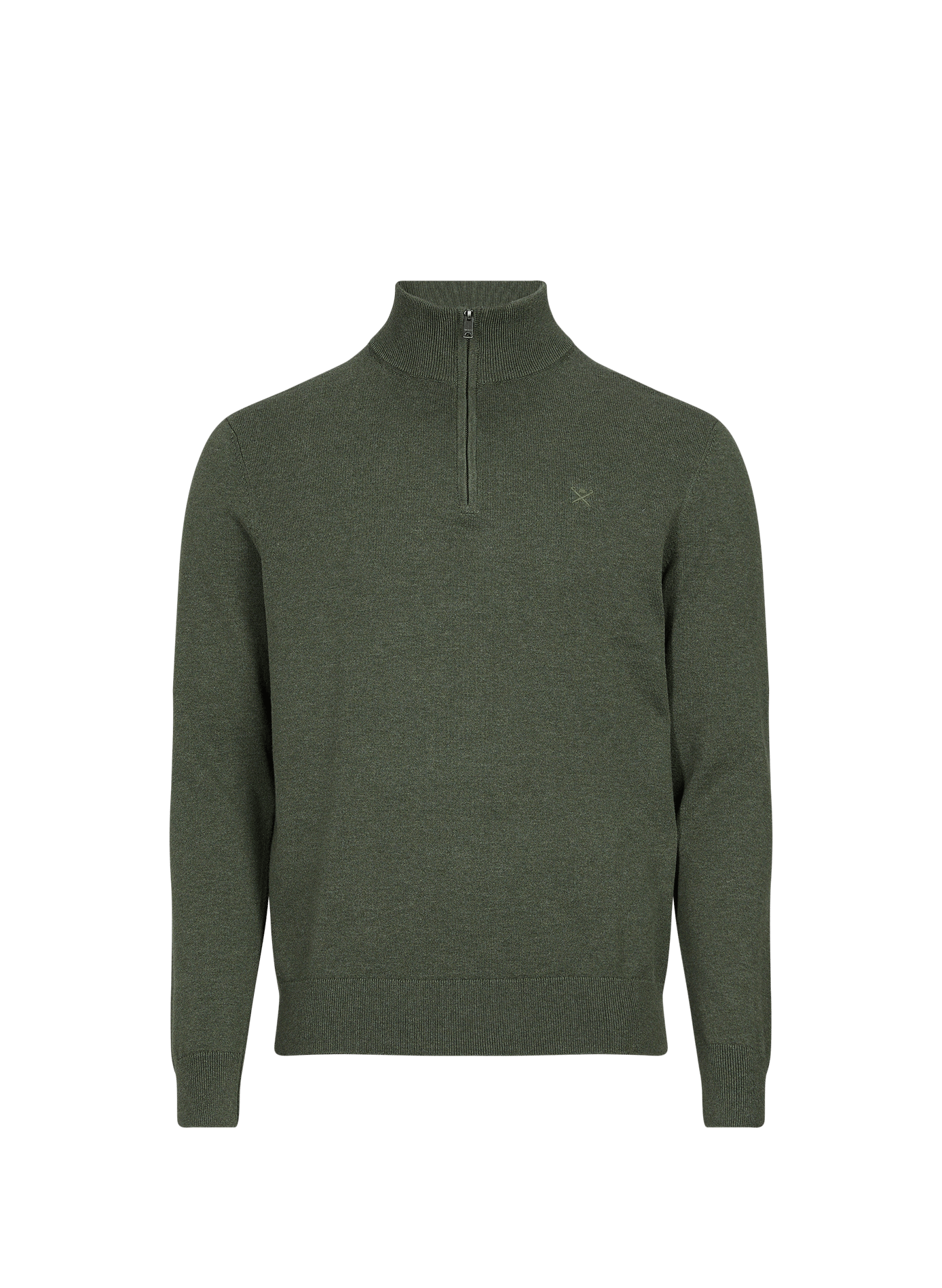 Pull col zippé en coton HACKETT Kaki