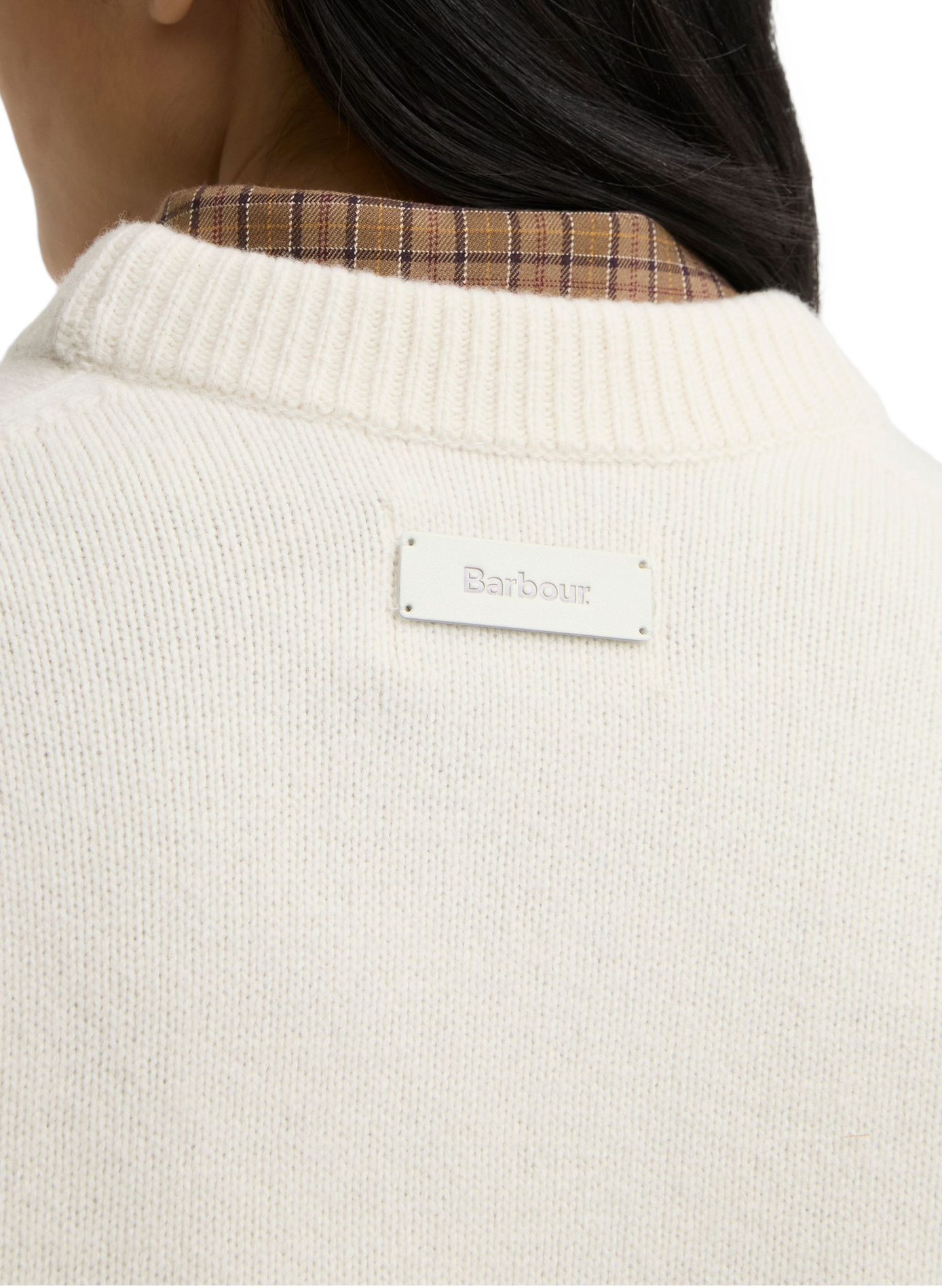 Pull col rond en laine BARBOUR Beige