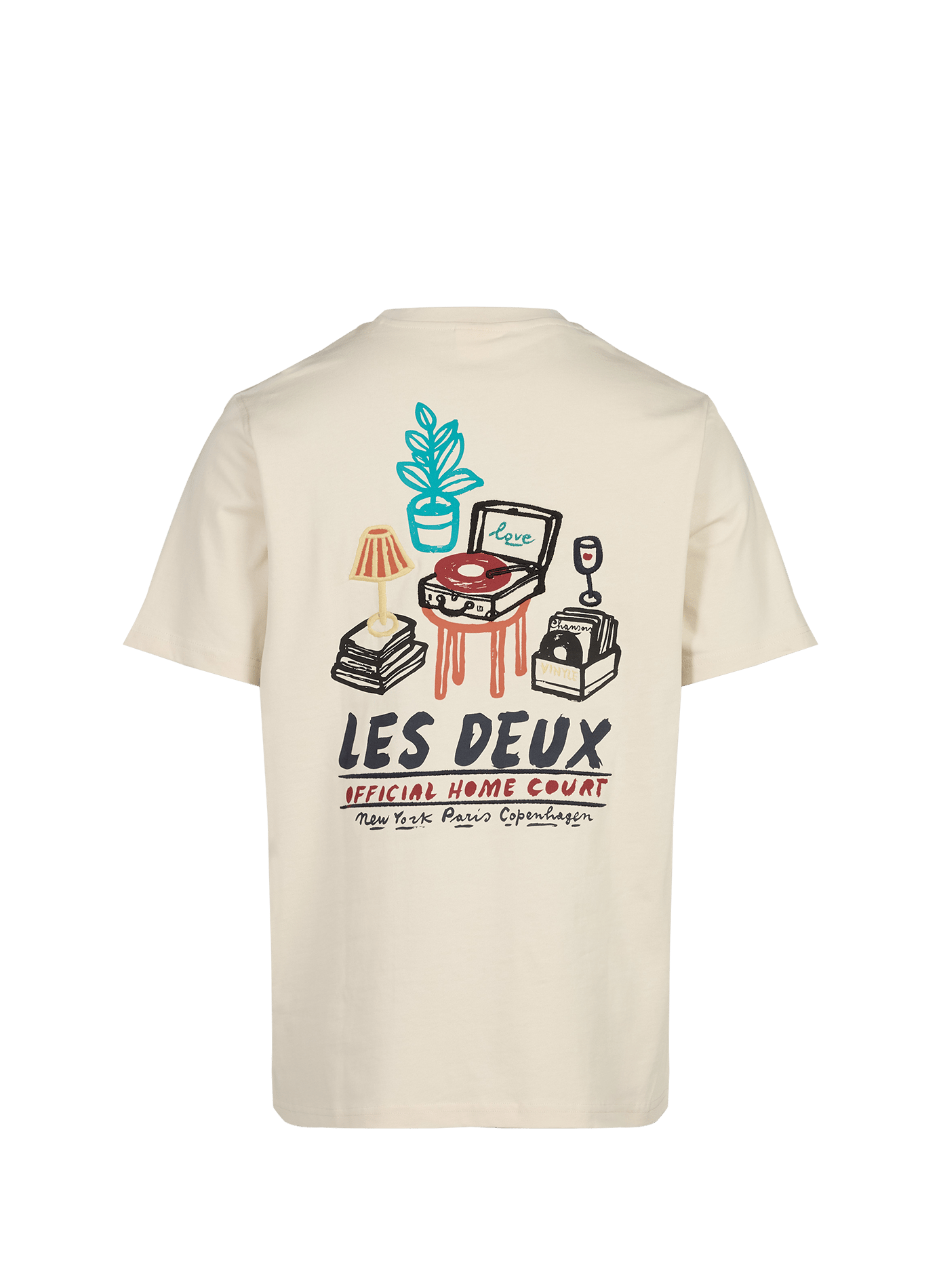 T-shirt droit à motif en coton LES DEUX Beige