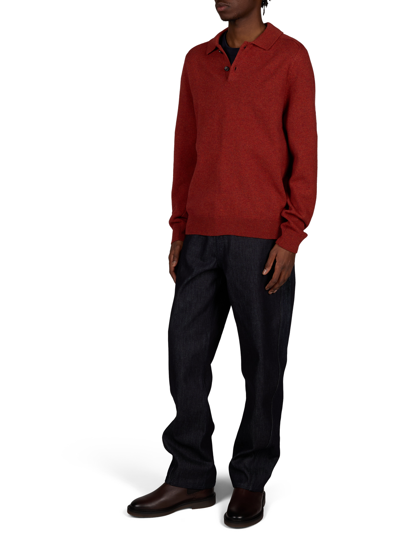 Plain wool long-sleeve polo PAUL SMITH Red