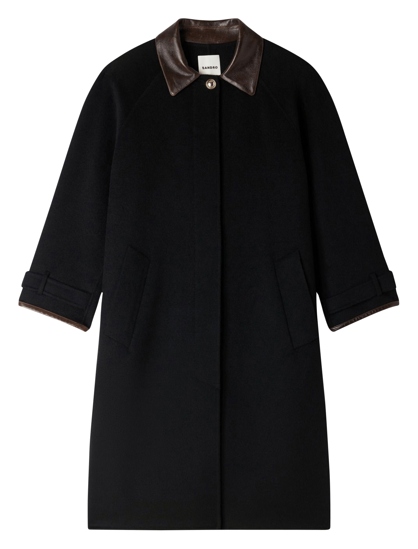 Manteau col classique en laine SANDRO Noir