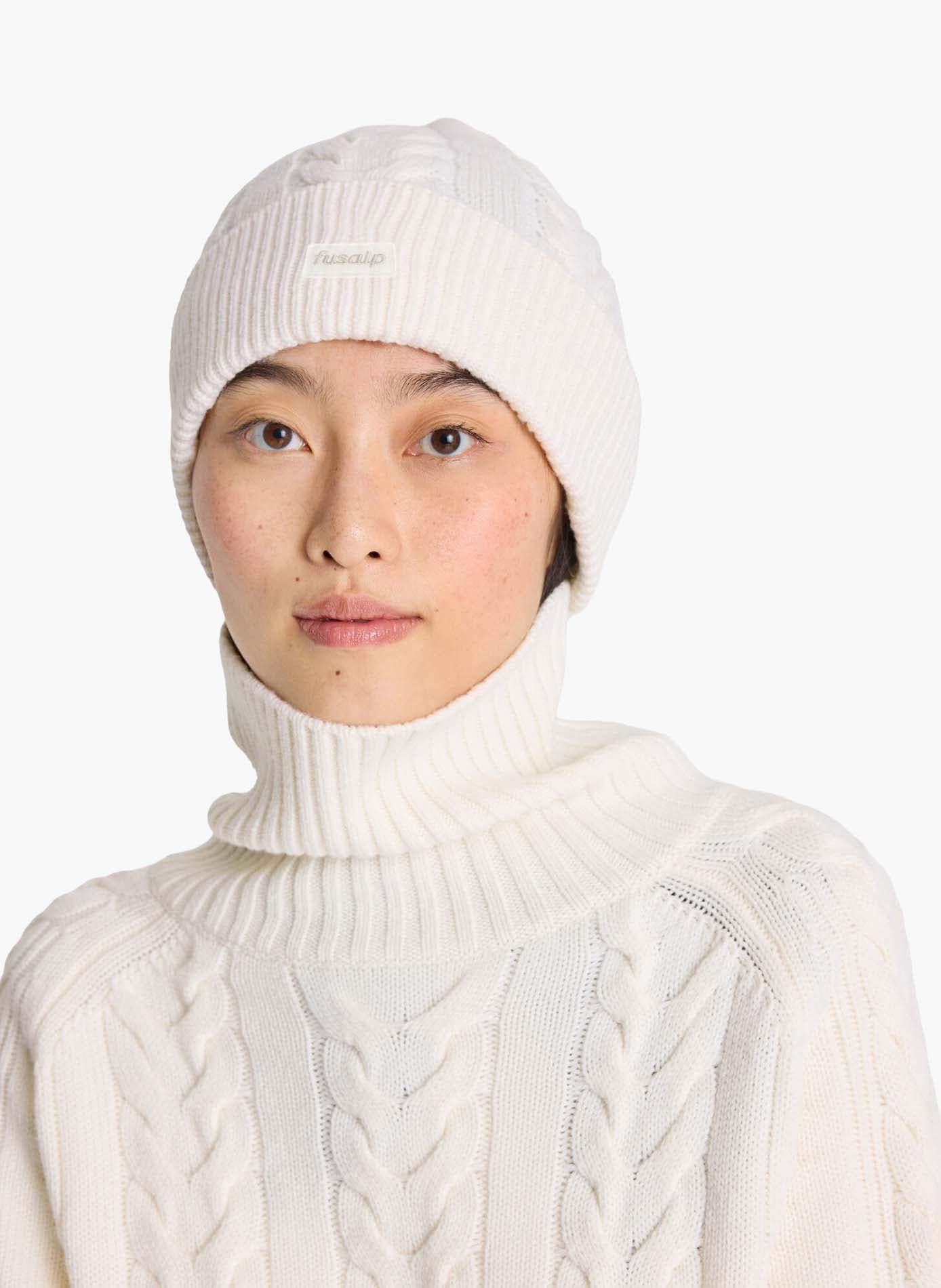 Bonnet cable beanie coupe regular FUSALP Blanc