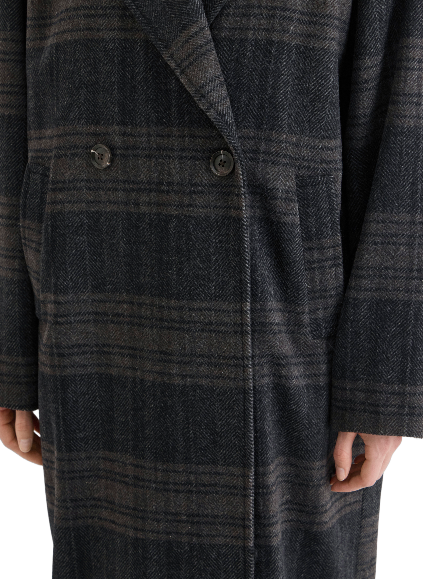 Manteau oversize à carreaux en laine mélangée ROUGE EDIT Noir