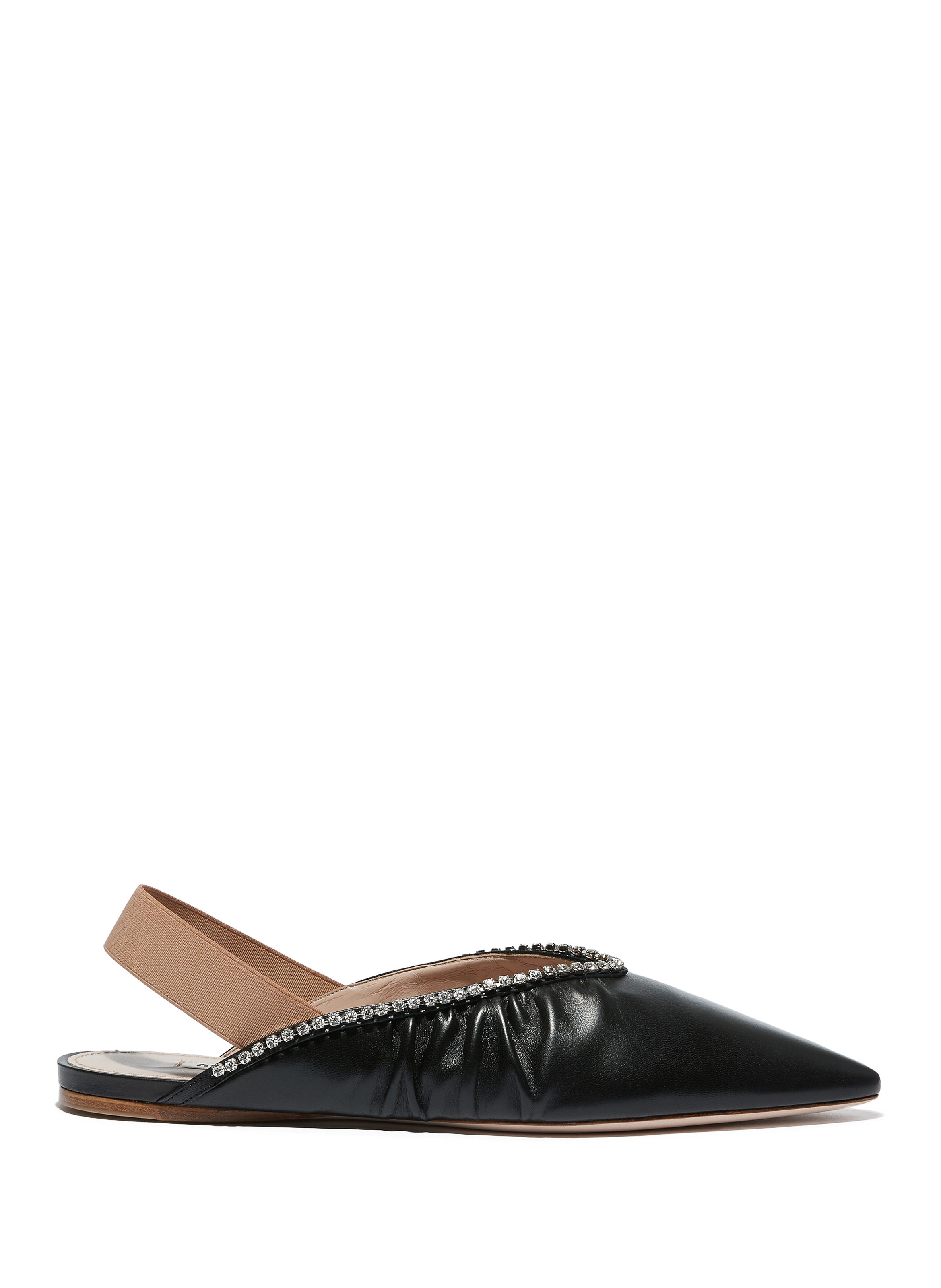 MIU MIU Slingback en cuir et cristaux Noir