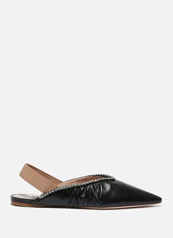 Slingback en cuir et cristaux MIU MIU Slingback en cuir et cristaux MIU MIU