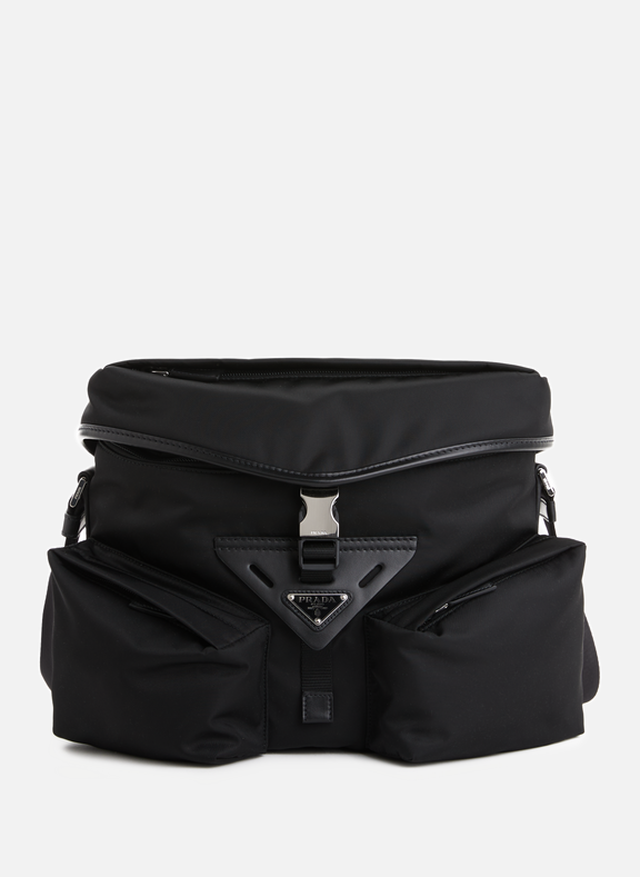 PRADA Nylon and leather shoulder bag Black
