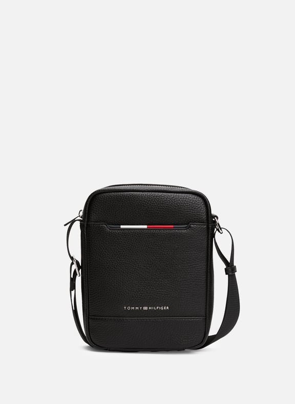 Grained faux leather crossbody bag Black by TOMMY HILFIGER TOMMY HILFIGER Grained faux leather crossbody bag Black