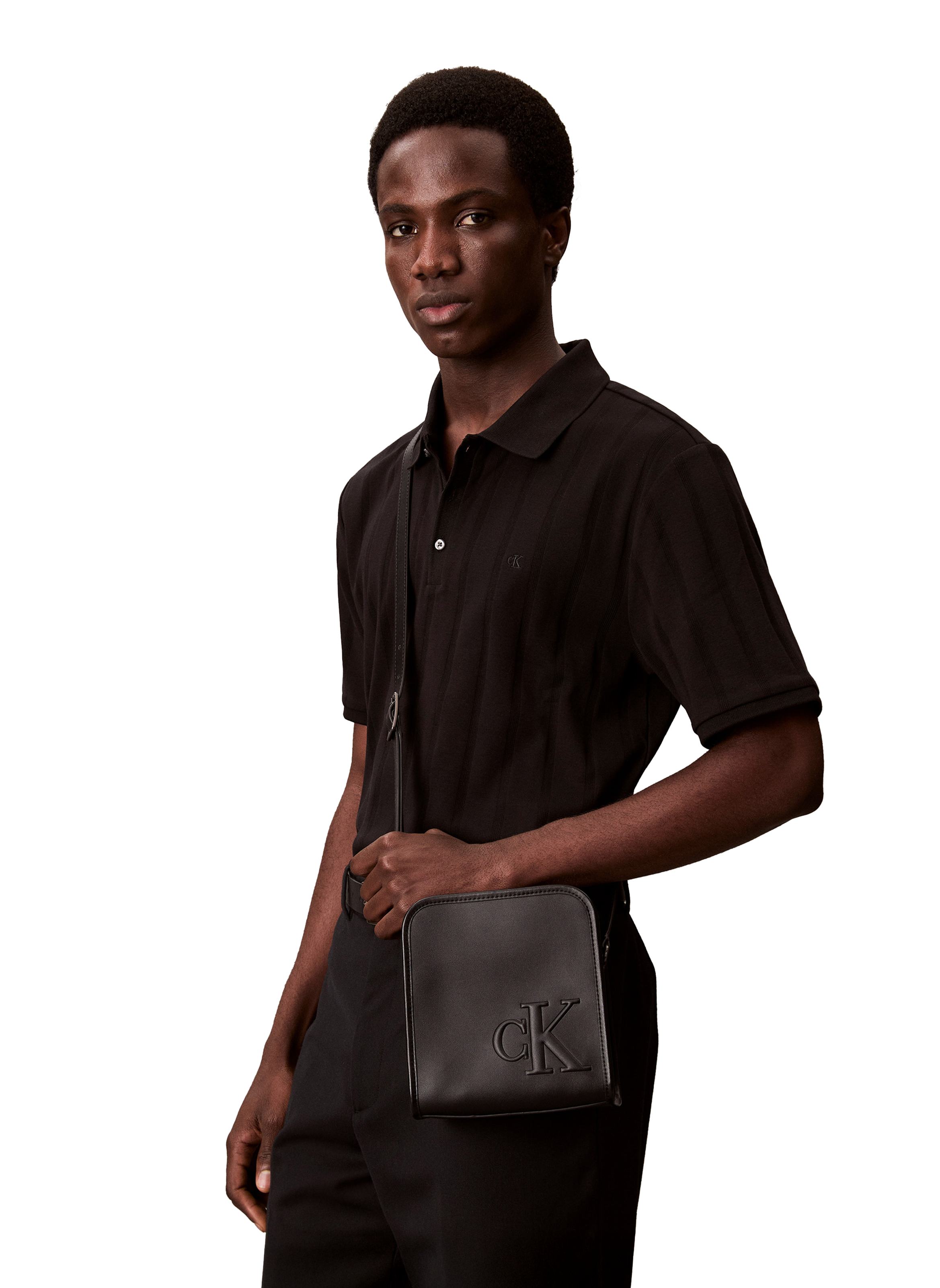 Sac à bandoulière logo en relief CALVIN KLEIN Noir