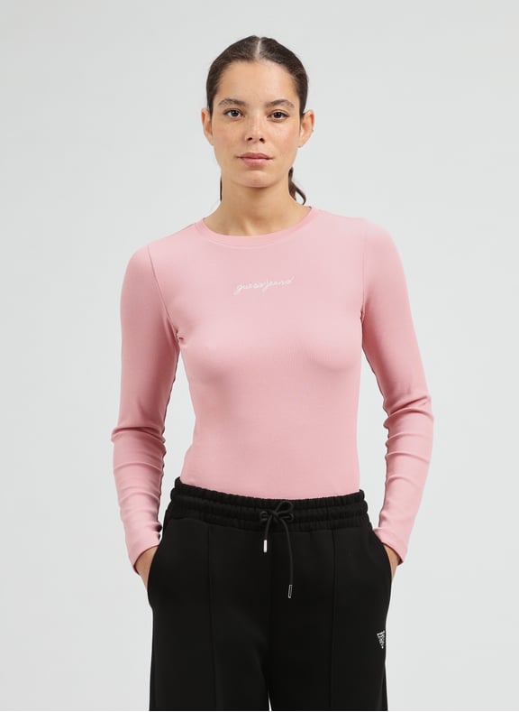 T-shirt manches longues en coton Rose by GUESS GUESS T-shirt manches longues en coton Rose