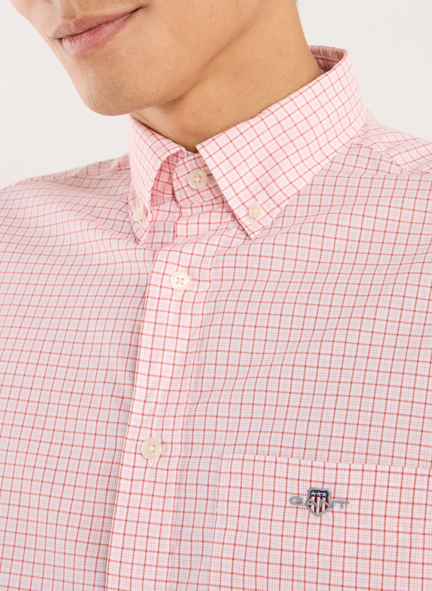 Chemise à carreaux en coton  Orange