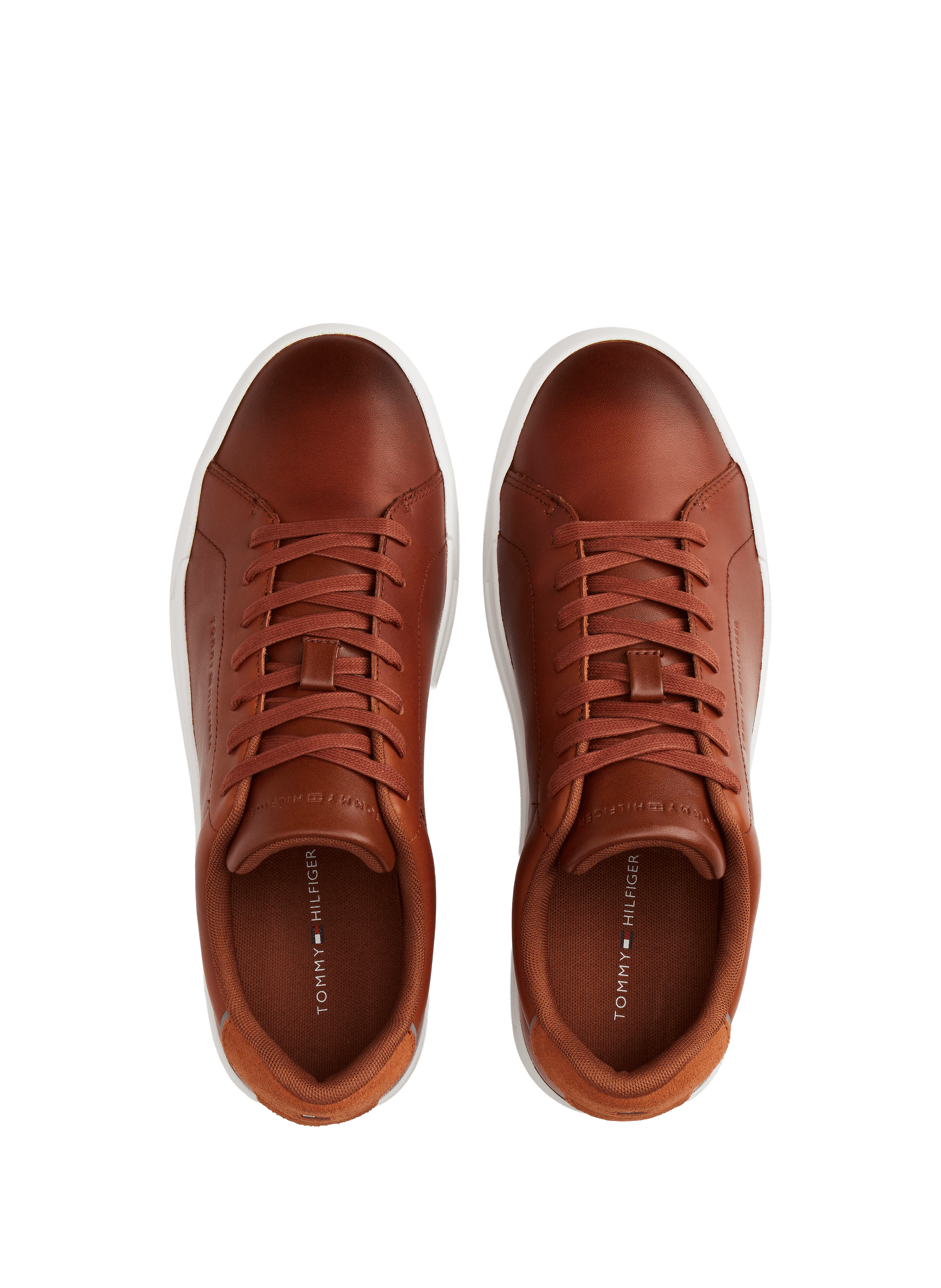 Leather logo sneakers TOMMY HILFIGER Brown