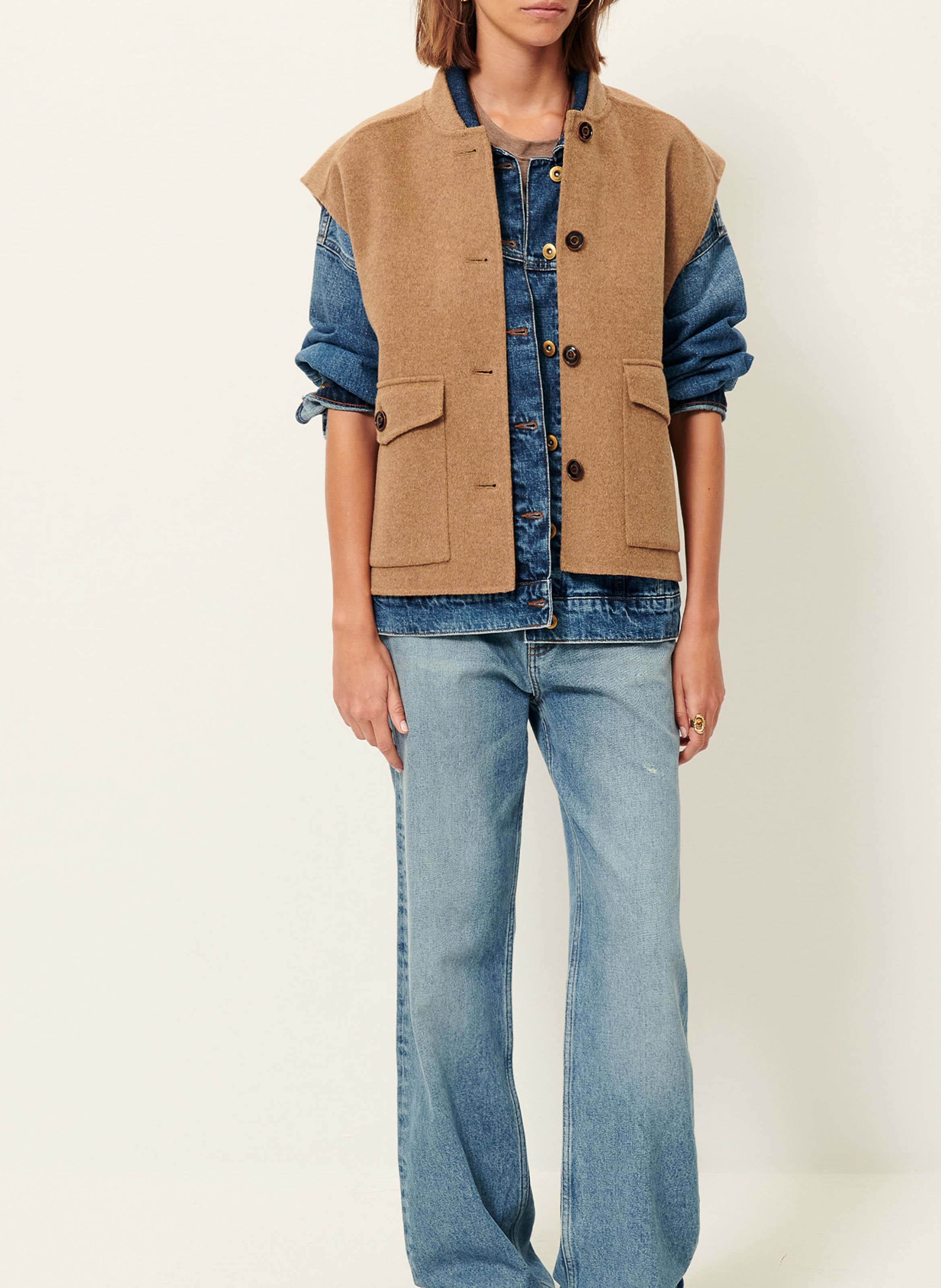 Veste oversize en laine mélangée parkless SESSUN Beige