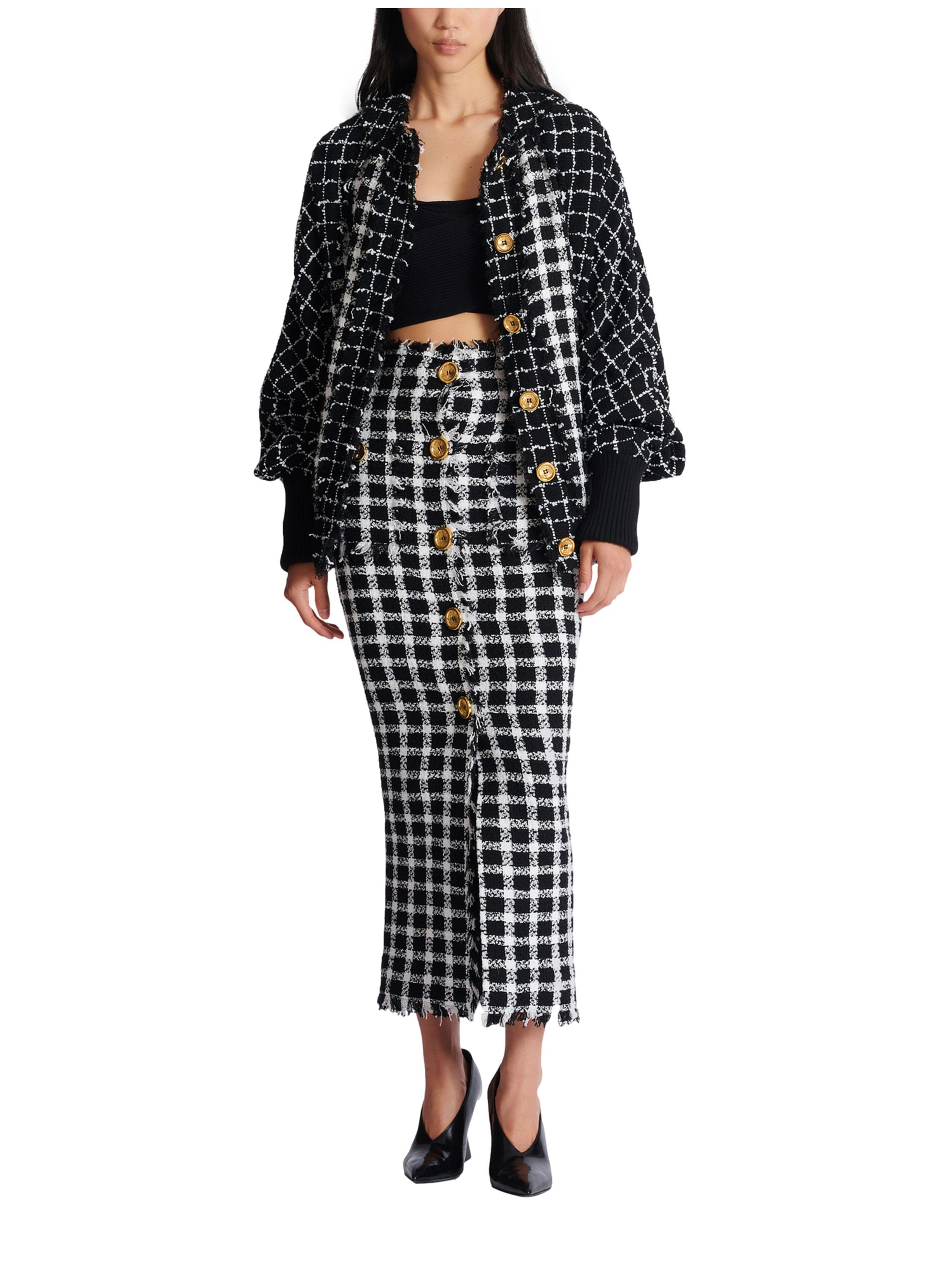 Bomber oversize en tweed mélangé BALMAIN Noir