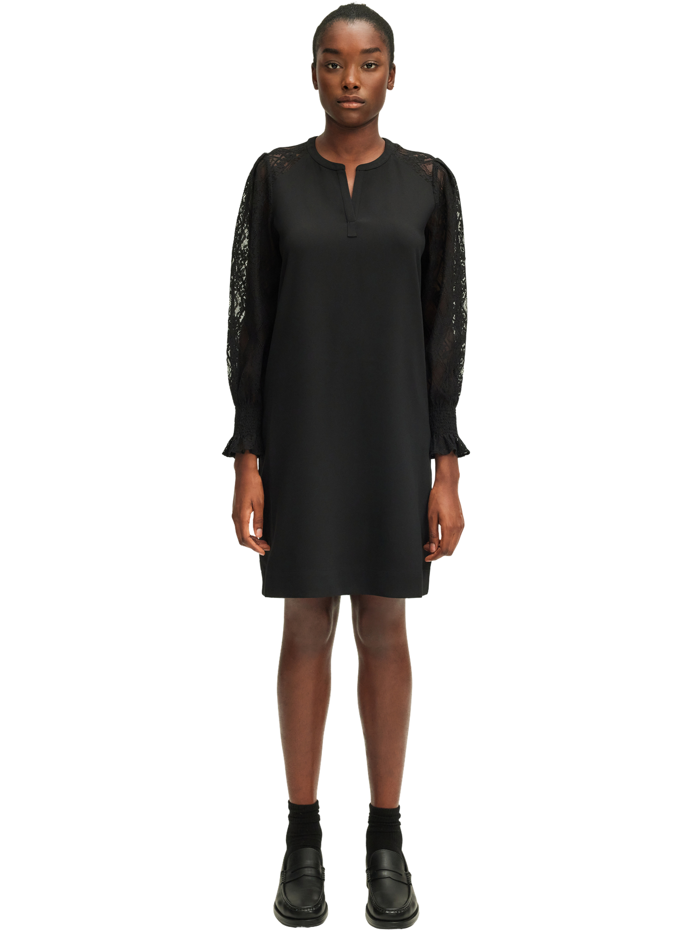 Robe courte aux manches en dentelle - stephanie PABLO Noir