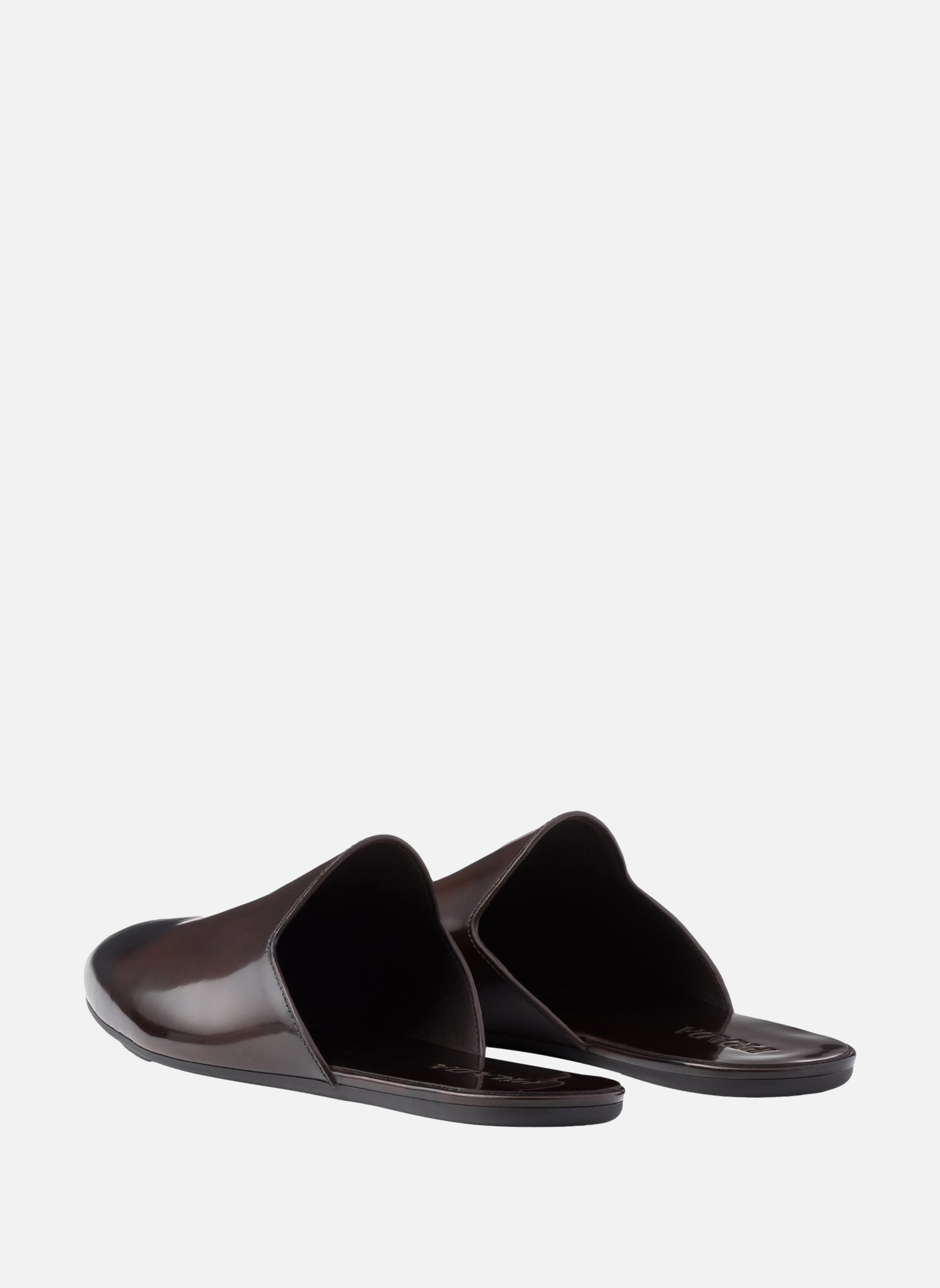 Pantoufles en cuir brossé PRADA Marron