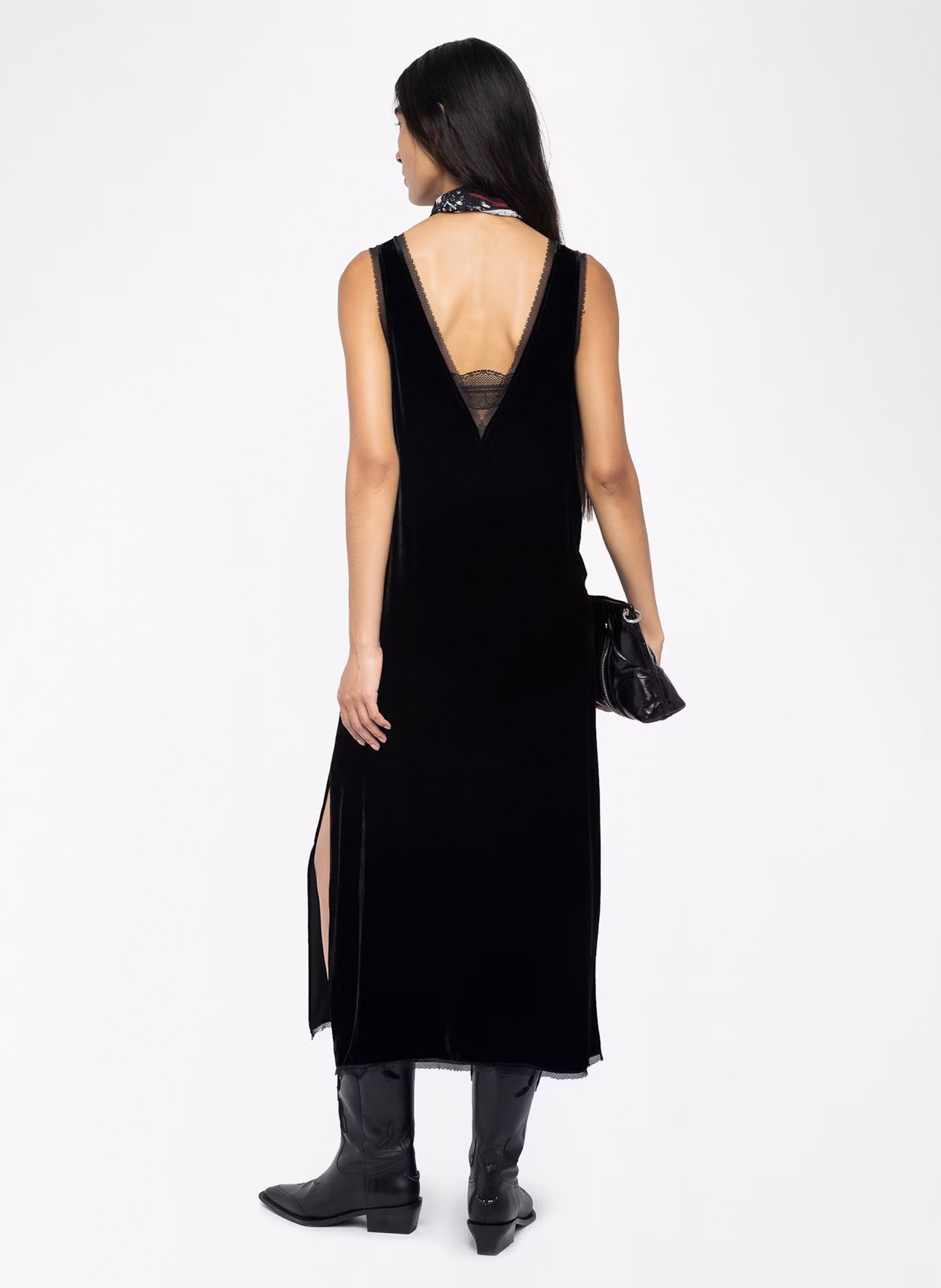 Robe midi en velours col v renzo ZADIG&VOLTAIRE Noir