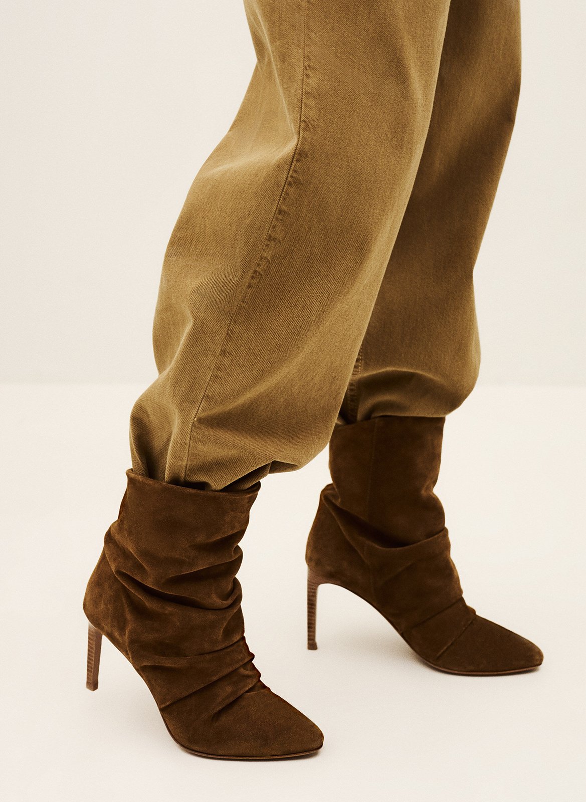 Bottines plissées à talons en cuir colivia BA&SH Marron