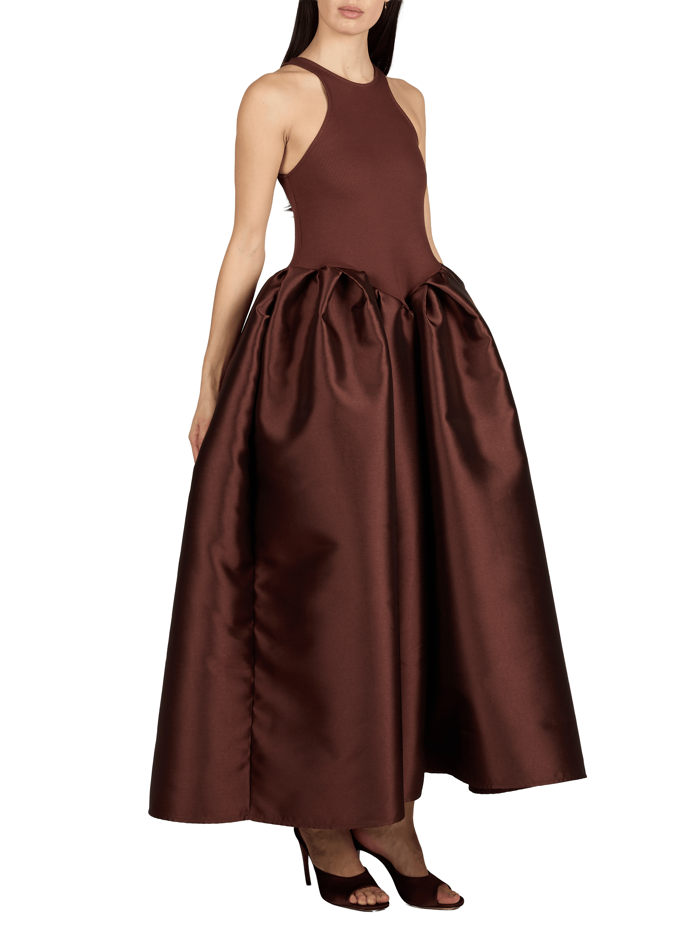Robe longue en coton mélangé MARQUES ALMEIDA Marron