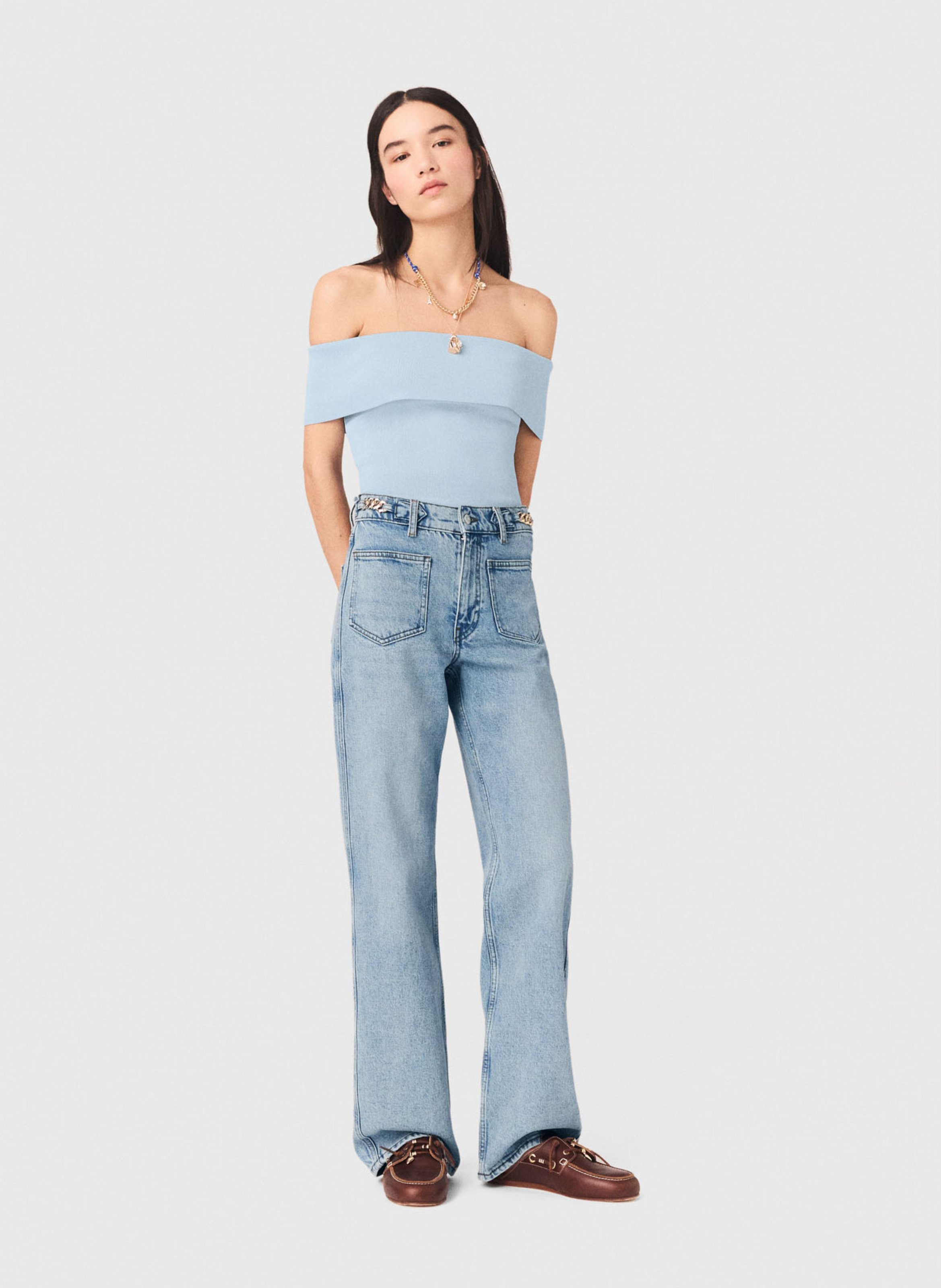 Top moulant col bateau MAJE Bleu