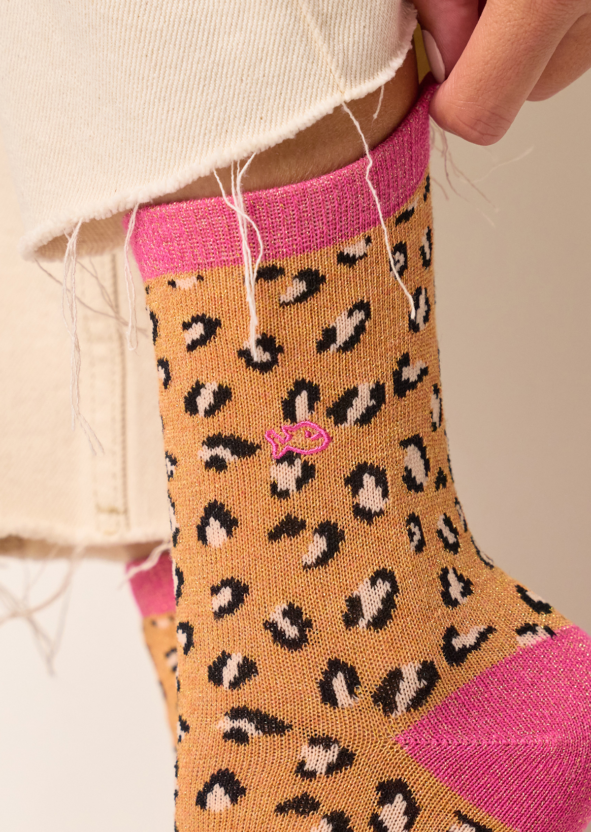 Chaussettes en coton peigné léopard BILLYBELT Orange