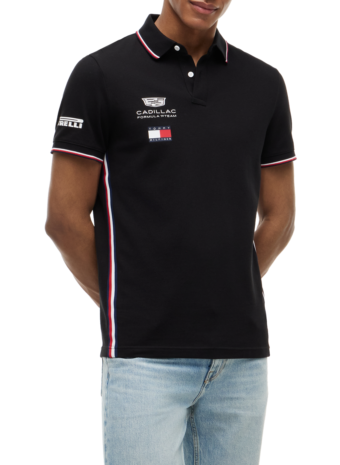 Polo droit sérigraphié TOMMY HILFIGER Noir