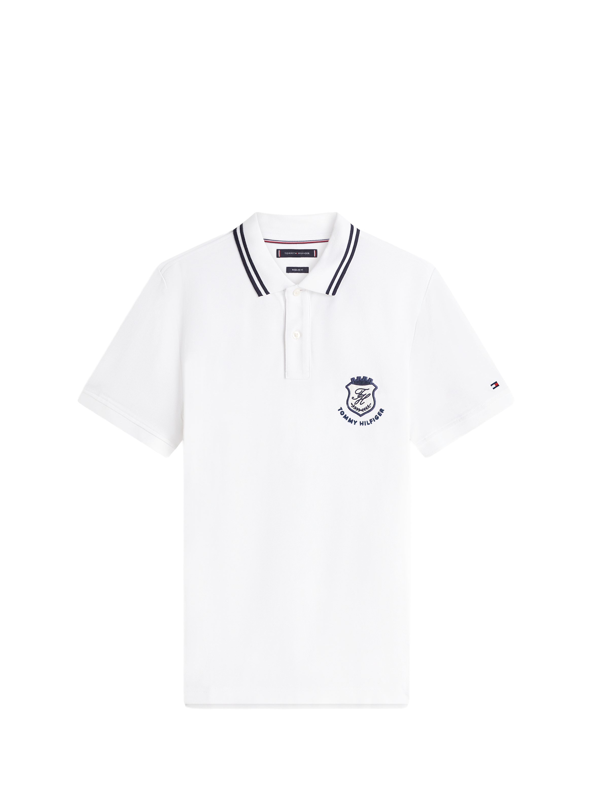 Polo droit à logo en coton mélangé TOMMY HILFIGER Blanc