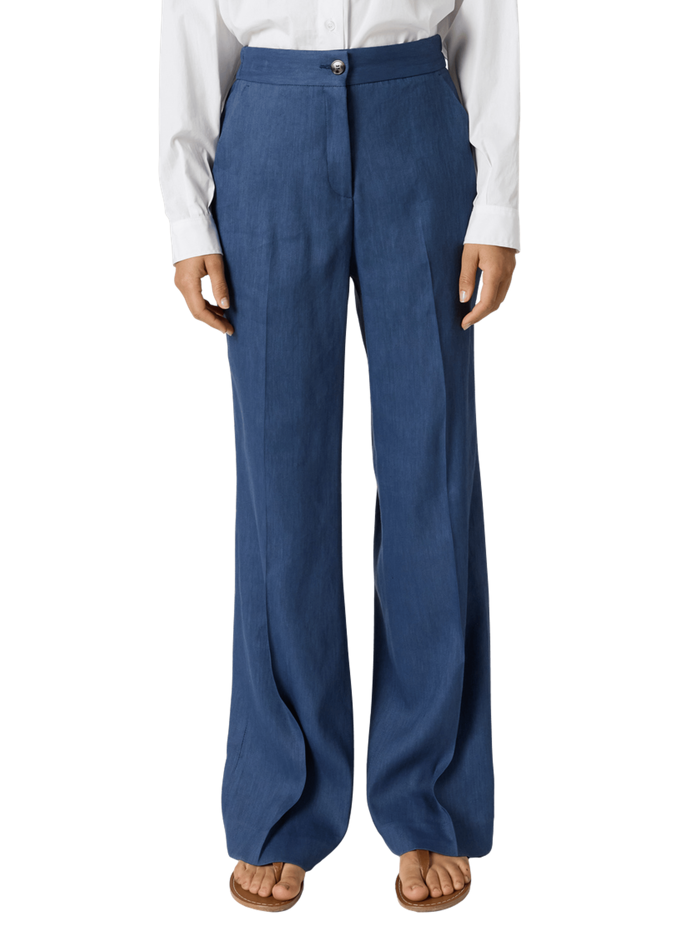 Pantalon droit en lin mélangé - alayna GERARD DAREL Bleu