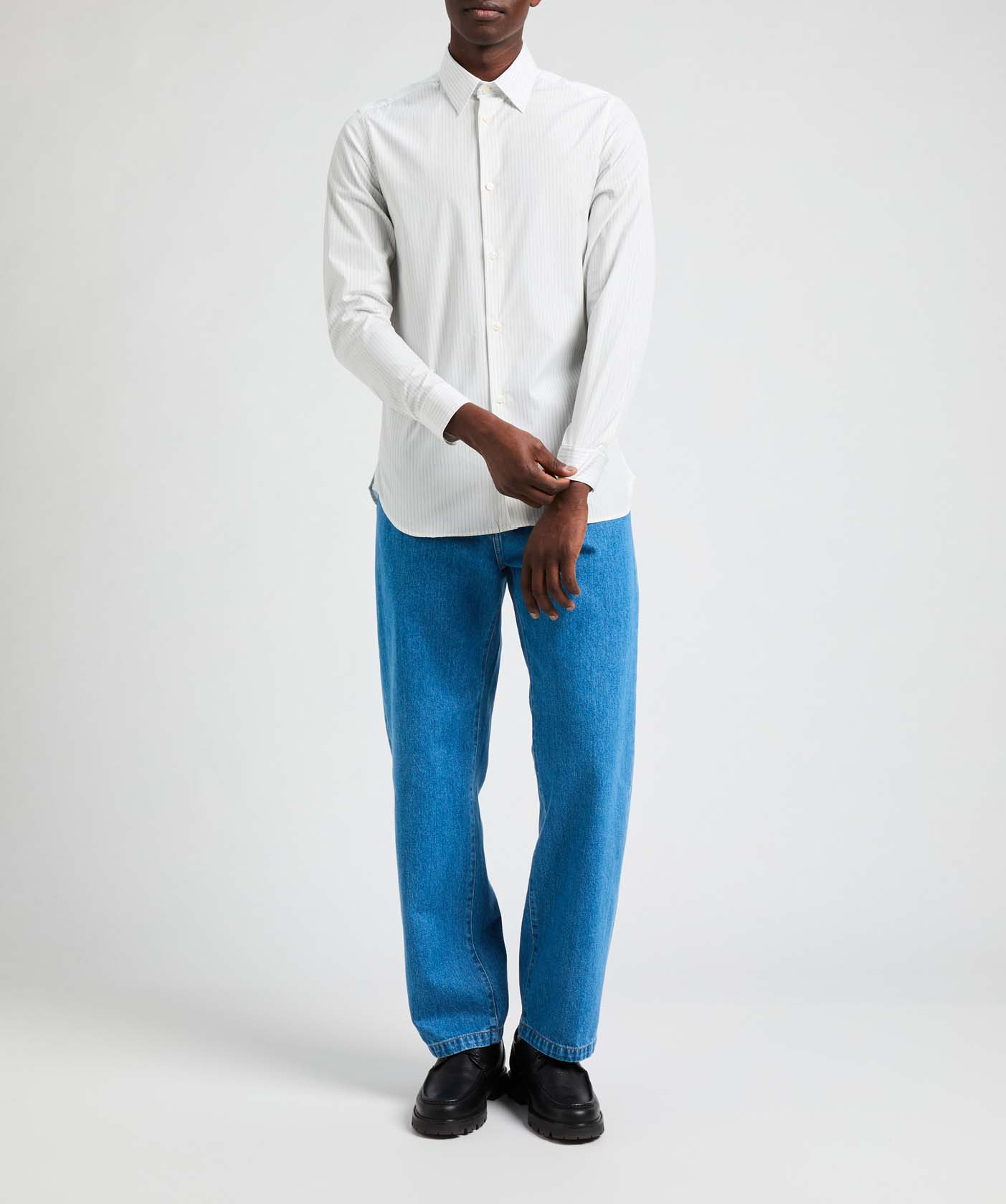 Striped slim fit shirt in poplin Fayure AU PRINTEMPS PARIS White