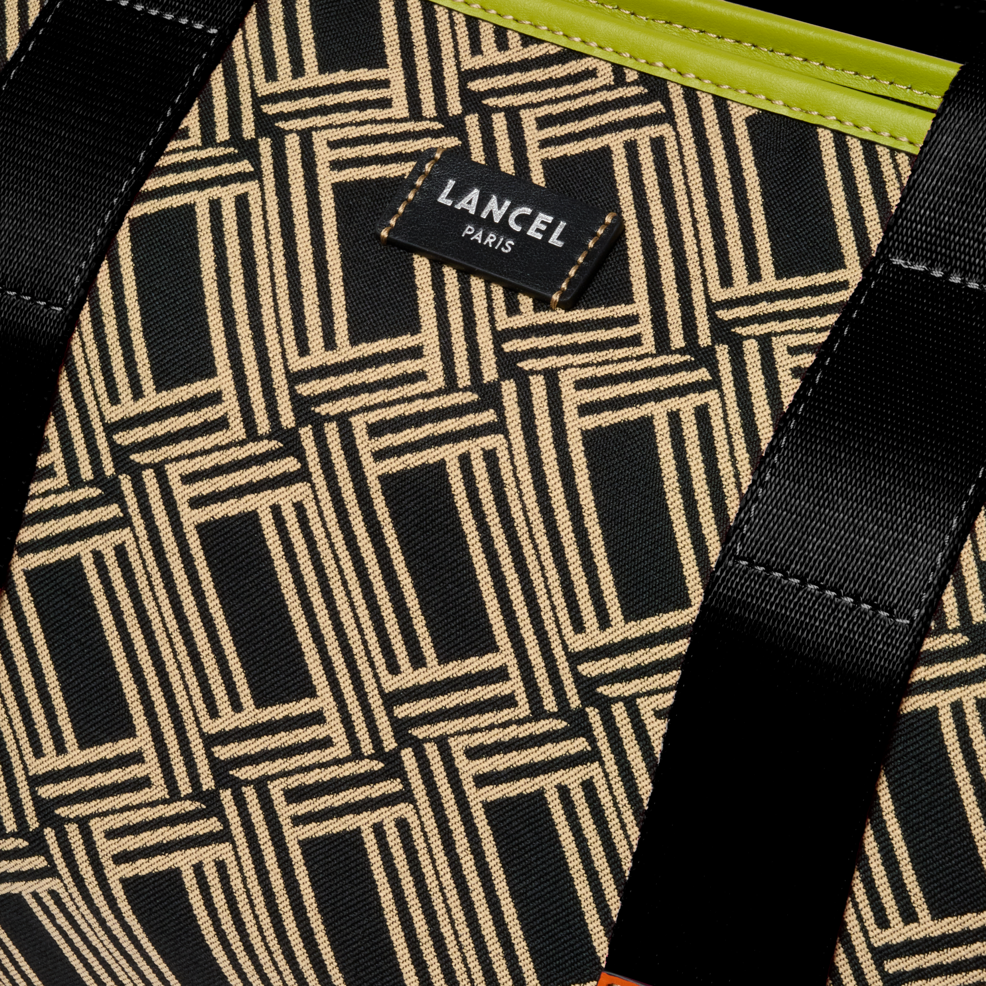 Tote zipped bag mistral rollable medium by lancel in cotton LANCEL Black