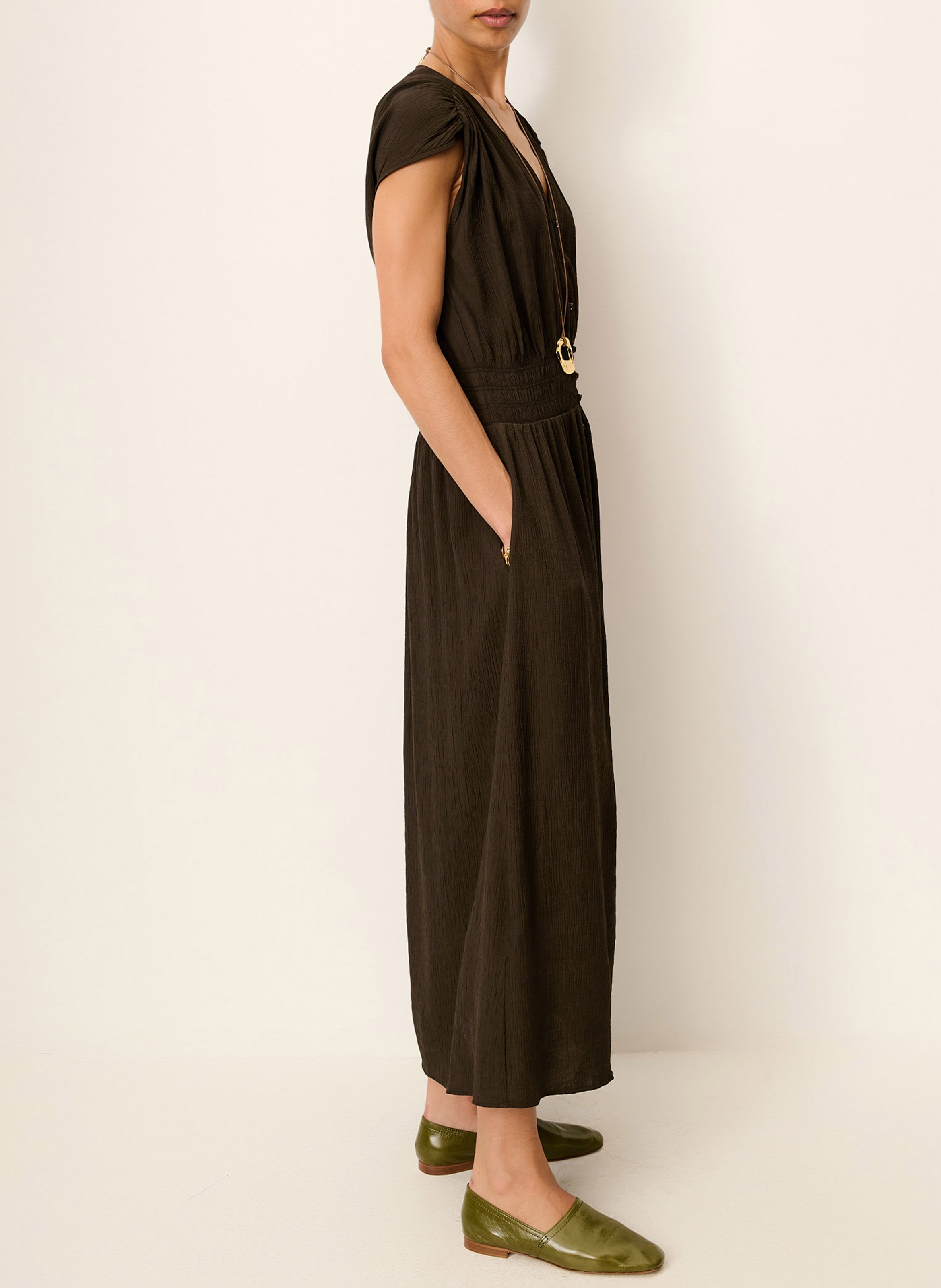 Robe chemise droite galiane SESSUN Marron