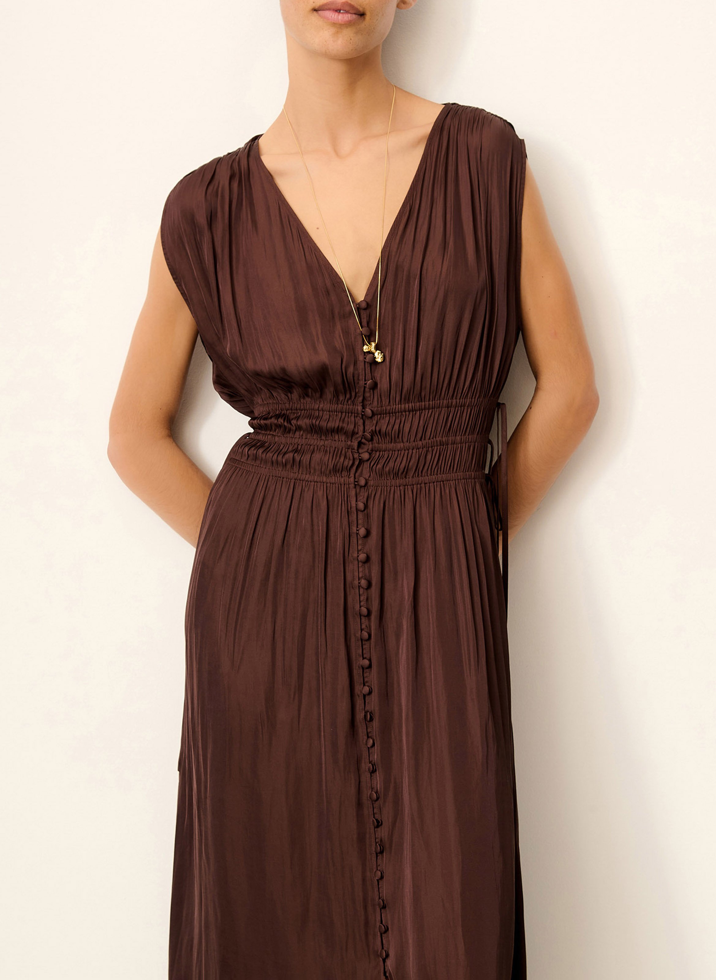 Robe longue sans manches boutonnée prezianni SESSUN Marron