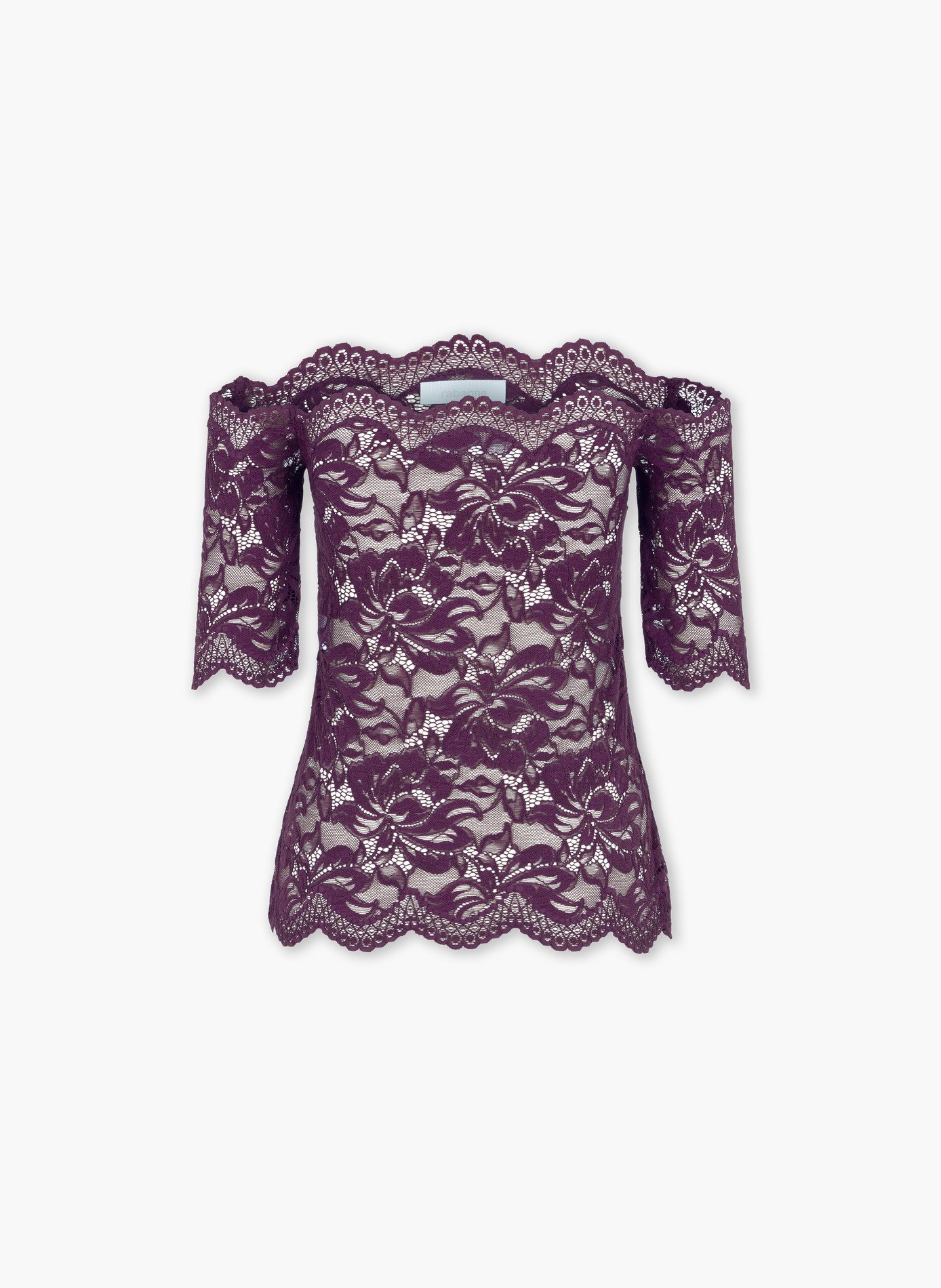 Top à manches courtes en dentelle superposée RABANNE Violet