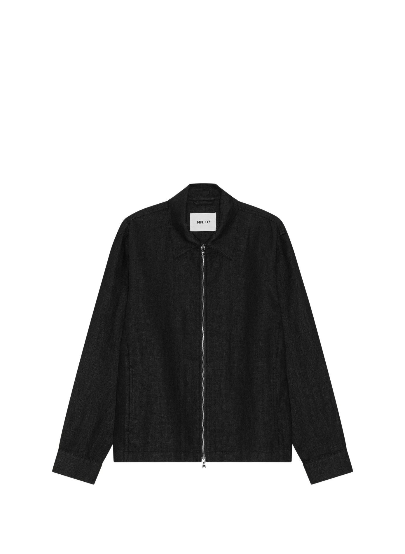 Gerade geschnittene Leinenjacke mit Reißverschluss NN.07 Schwarz