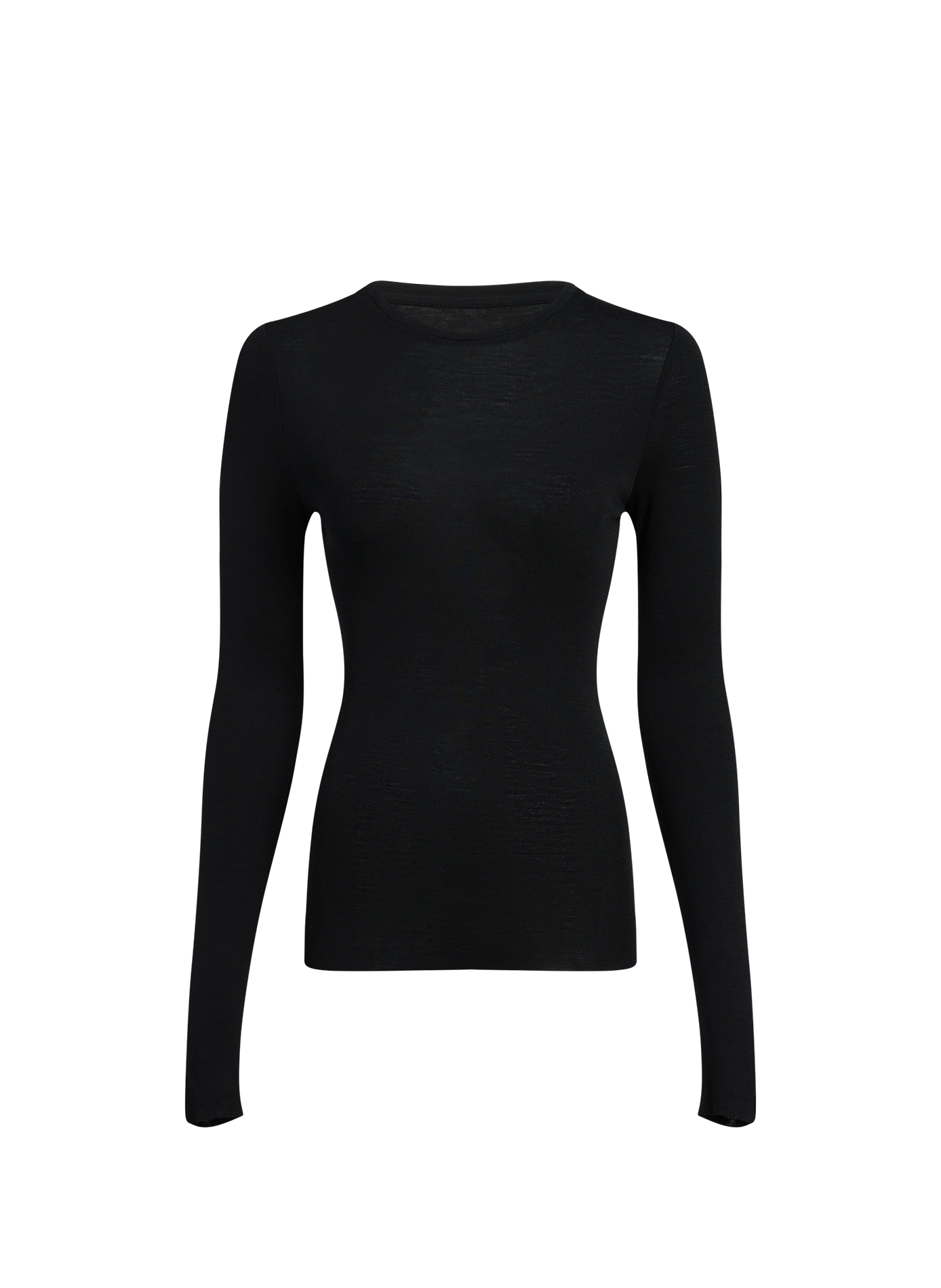Pull uni à col rond en laine  SAISON 1865 Noir