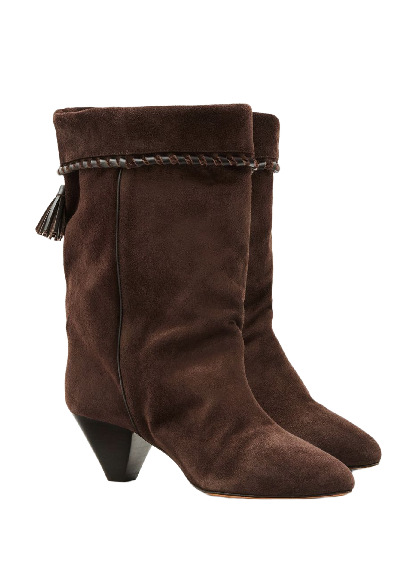 Boots drapées Dalby en cuir de veau velours ISABEL MARANT Marron