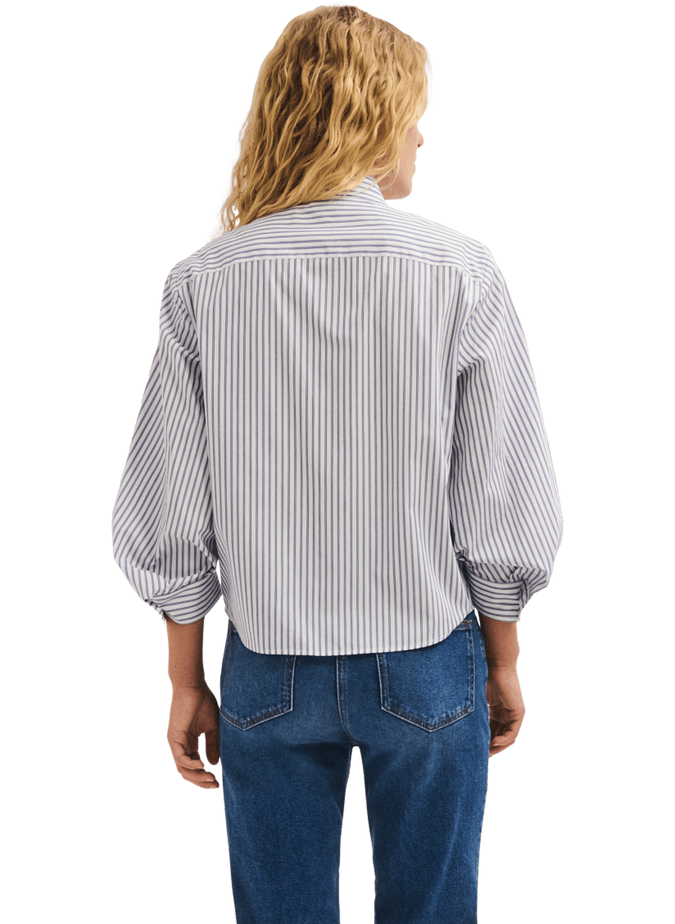 Chemise courte en popeline à rayures - lia PABLO Bleu