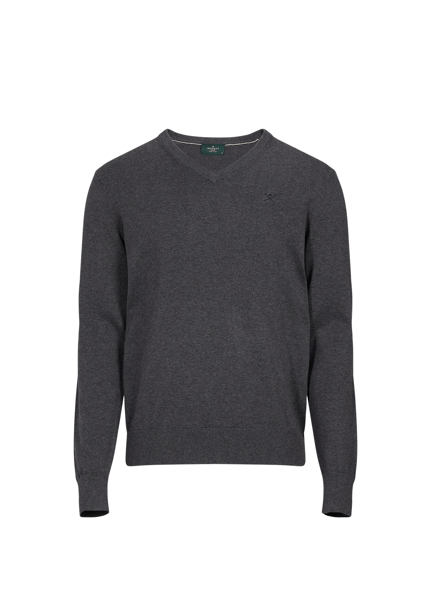 Pull col V en coton HACKETT Gris
