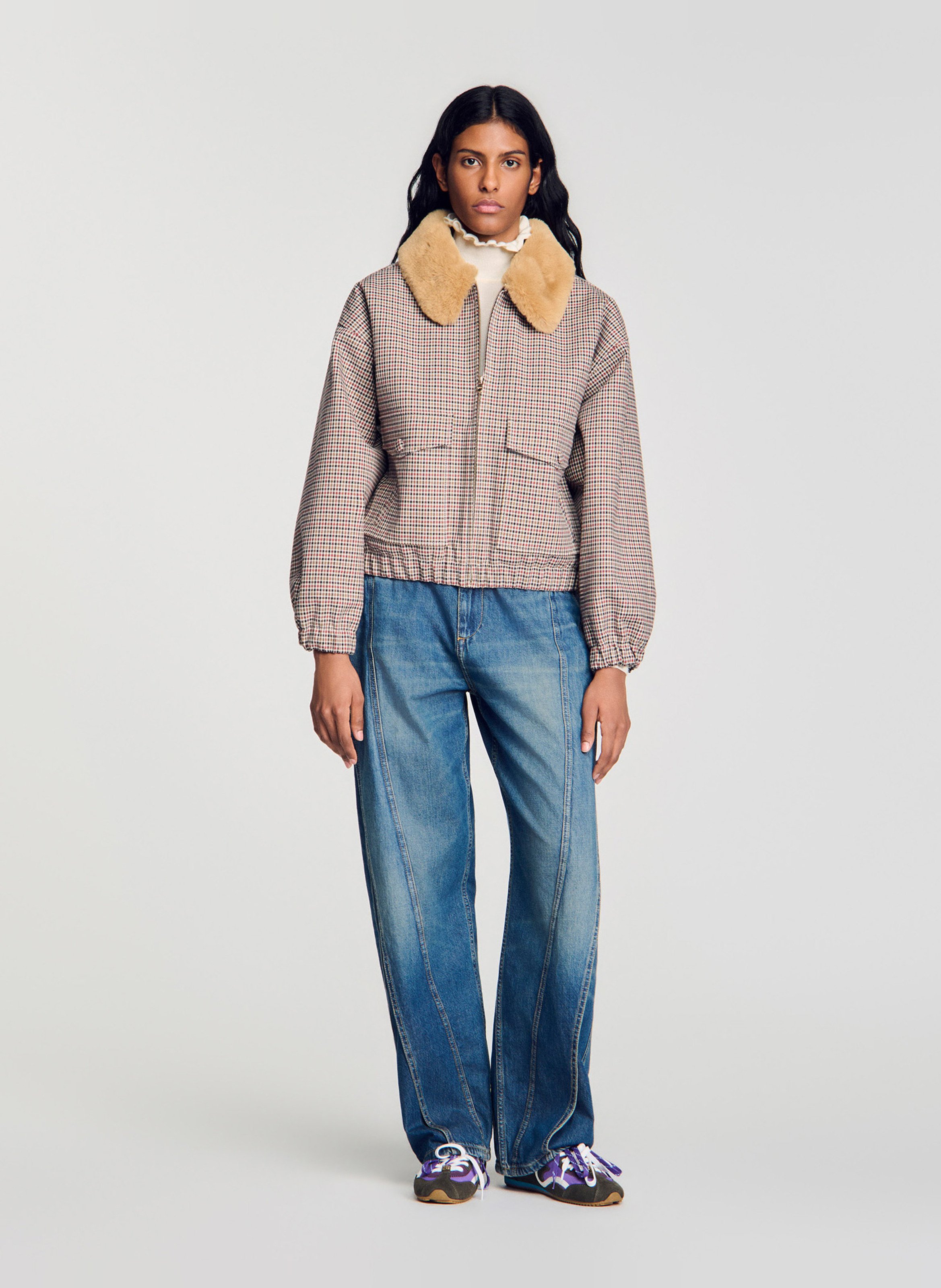 Veste oversize imprimée en coton mélangé SANDRO Marron