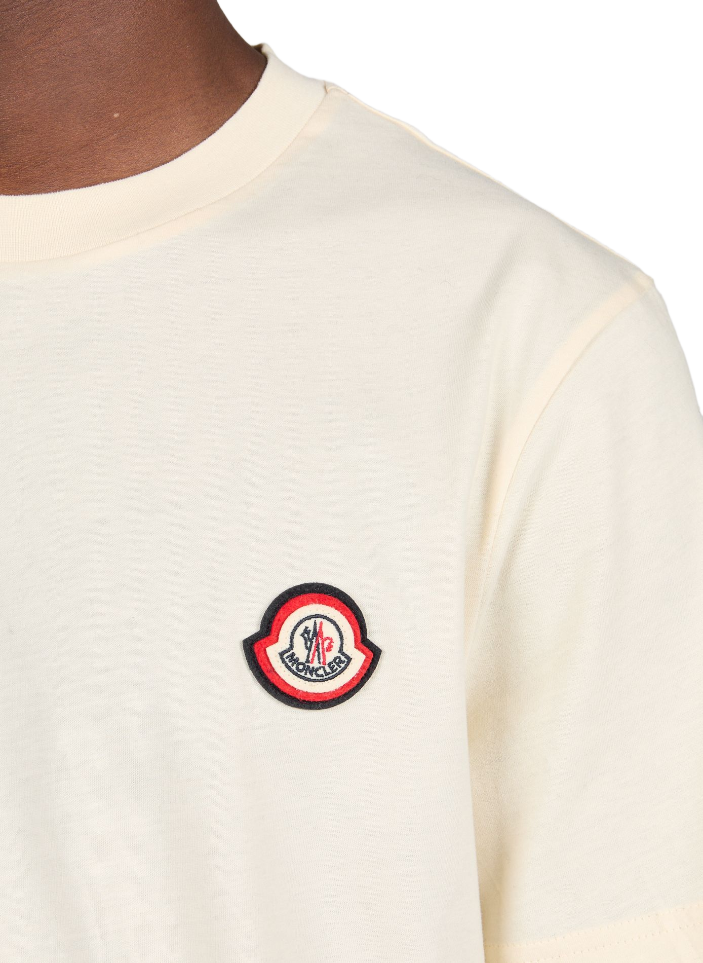 Gerades einfarbiges T-Shirt mit Rundhalsausschnitt MONCLER Weiss