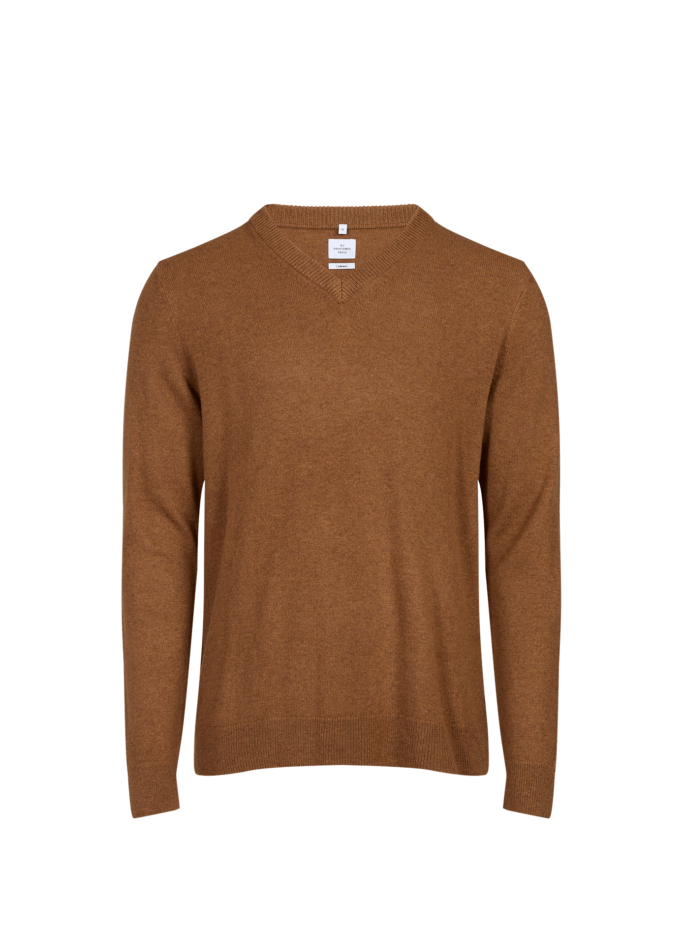 Pull col V en cachemire AU PRINTEMPS PARIS Marron
