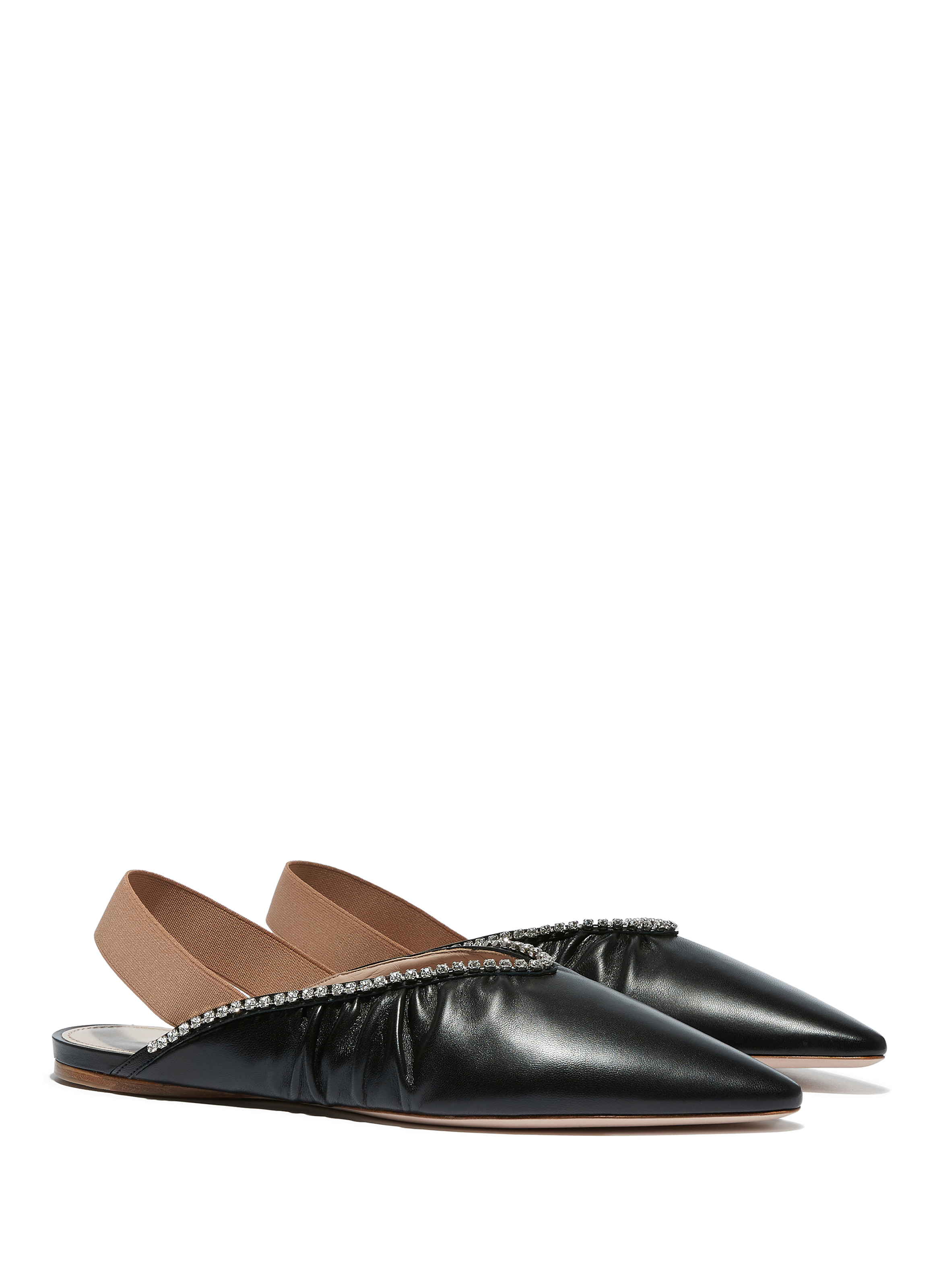Slingback en cuir et cristaux Noir