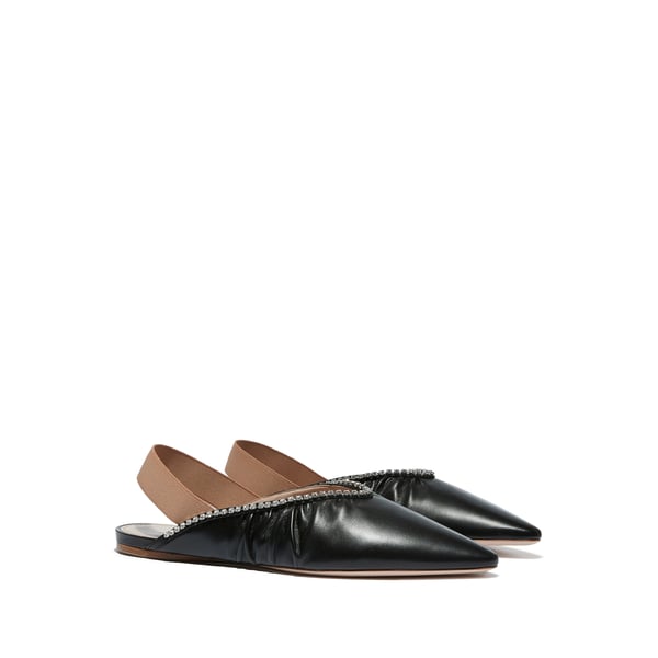 Slingback en cuir et cristaux