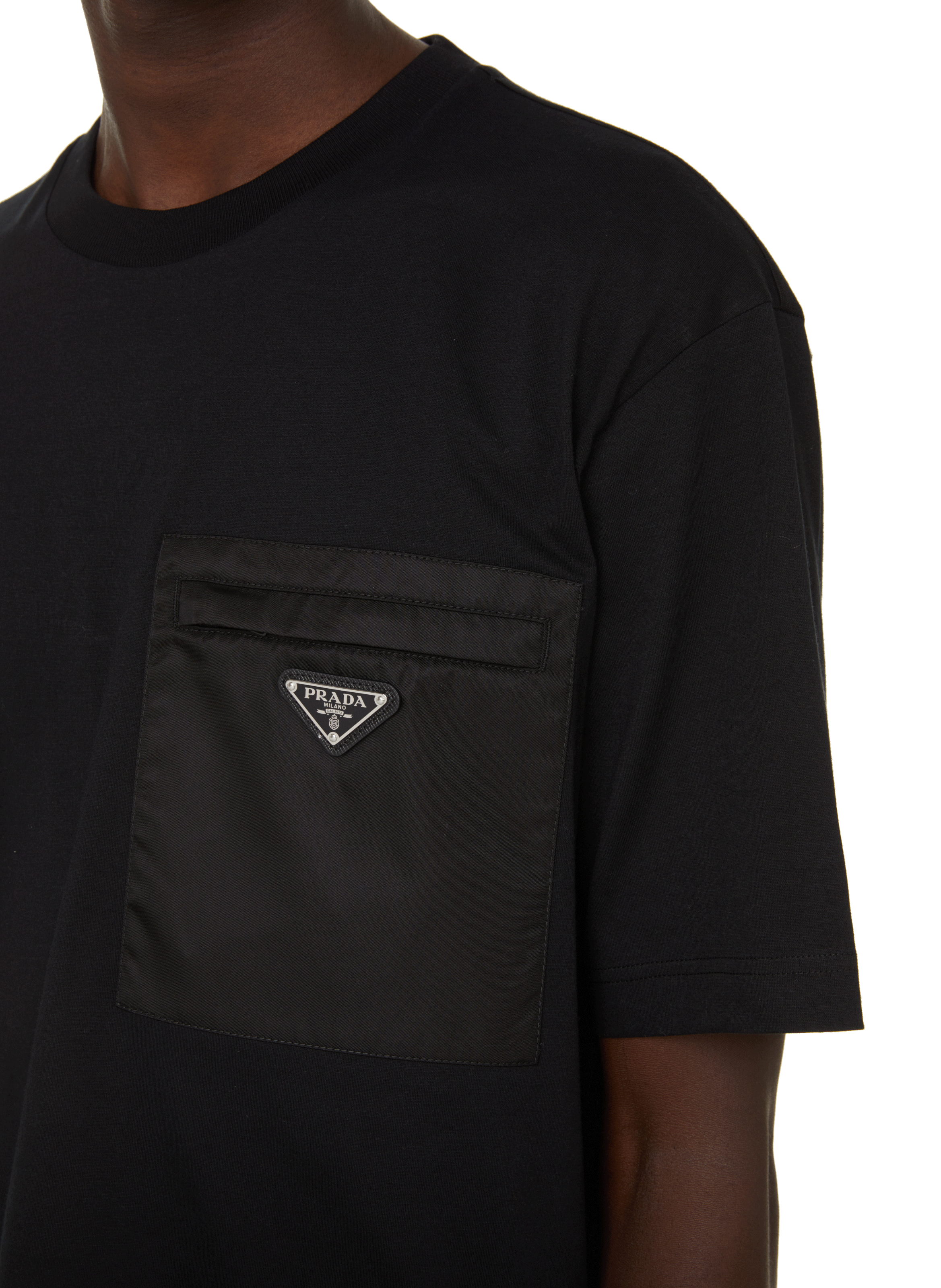 Plain cotton T-shirt PRADA Black
