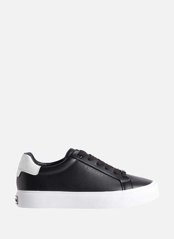 Calvin klein discount black leather sneakers